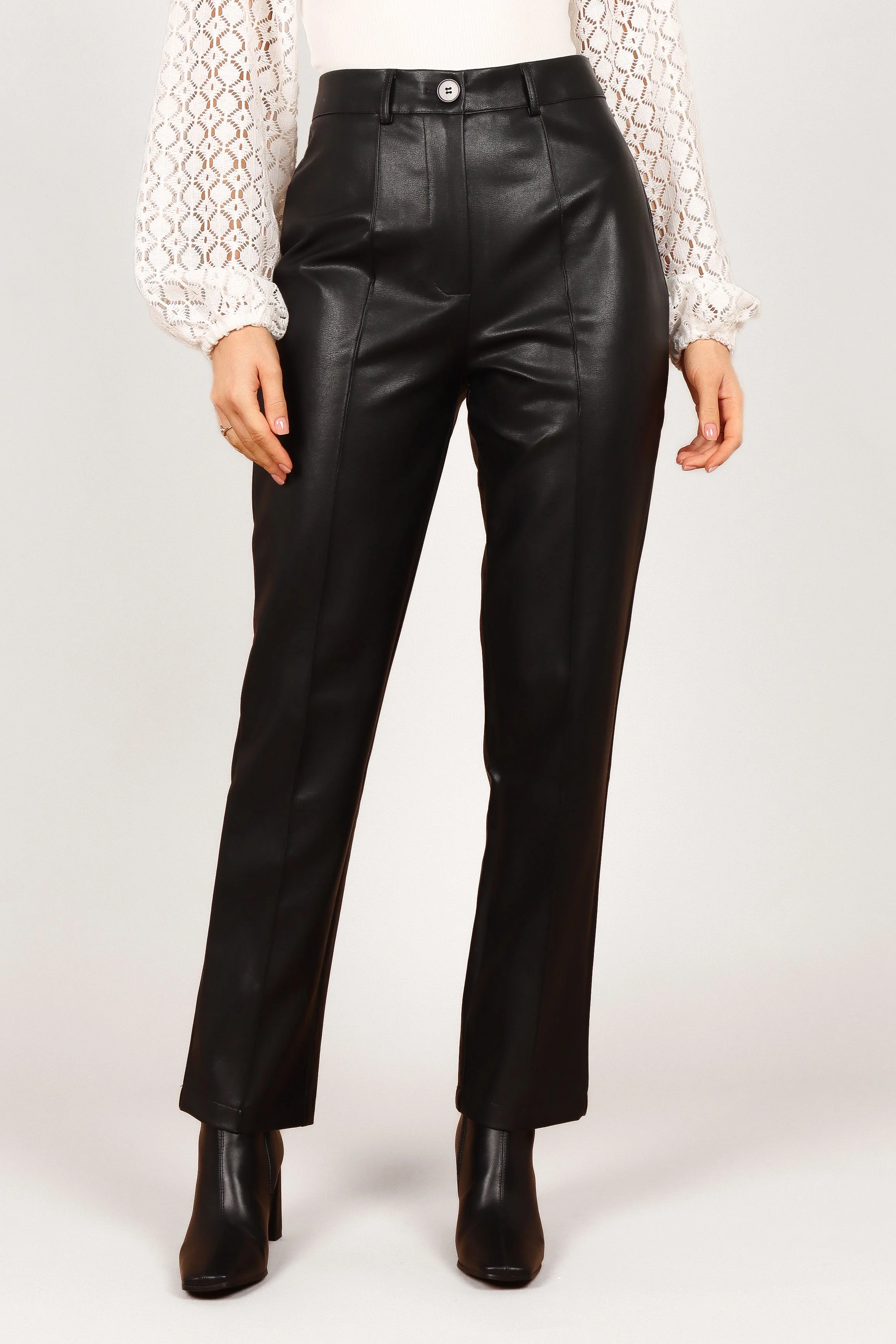 Sandy Faux Leather Pants - Black
