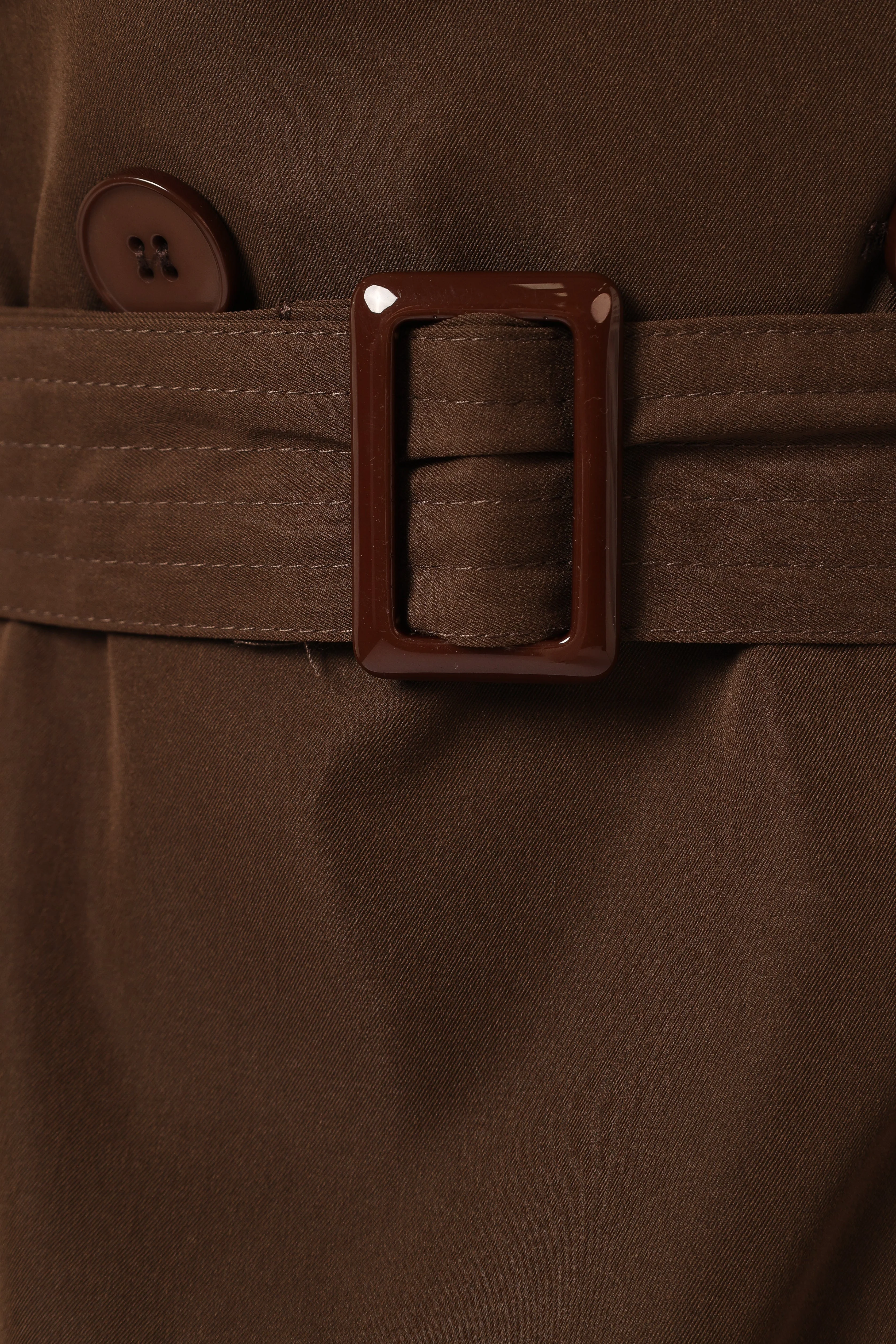 Billy Button Front Trench Coat  - Chocolate Brown