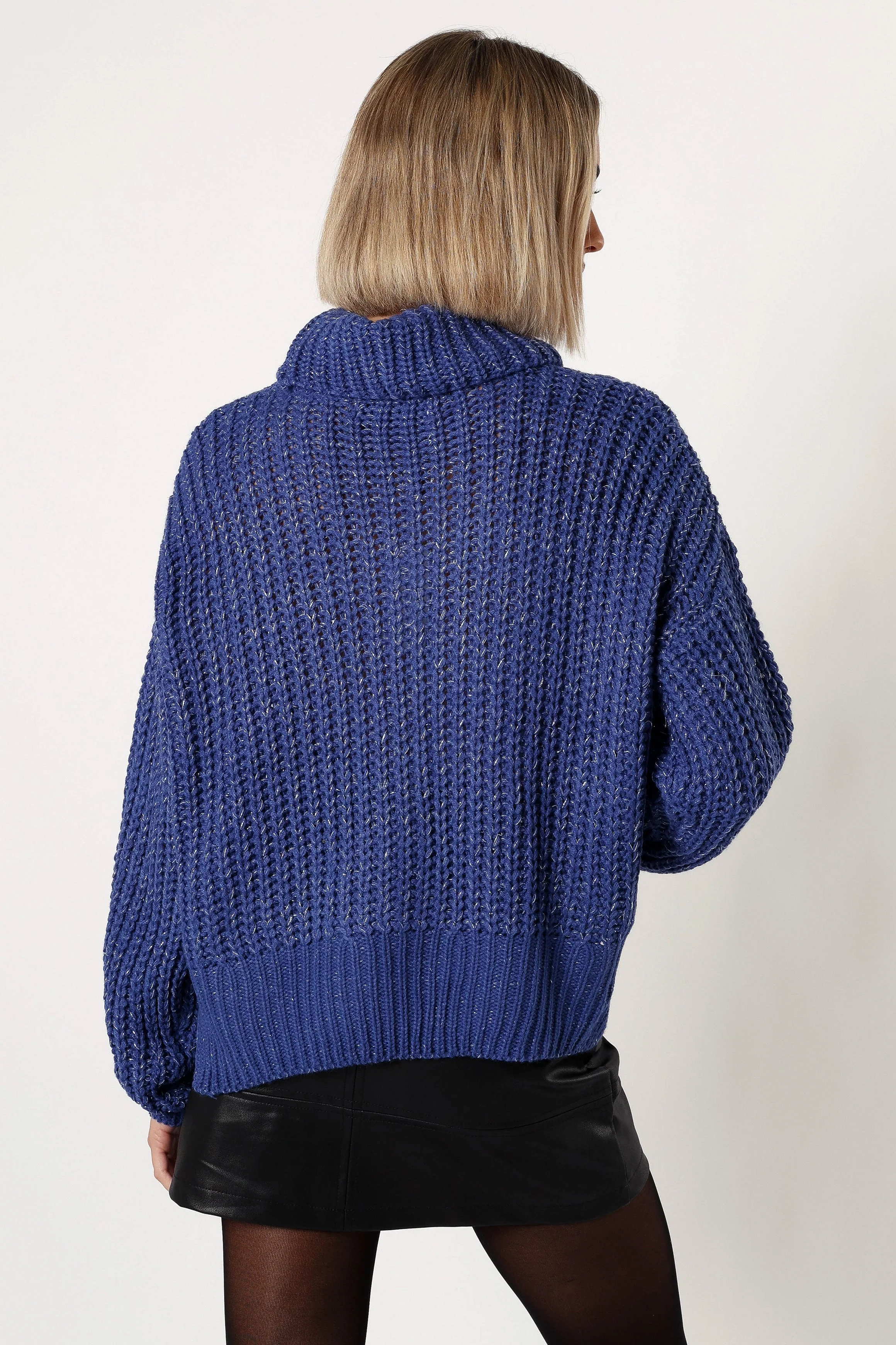 Eleanor Lurex Shine Knit Sweater - Blue