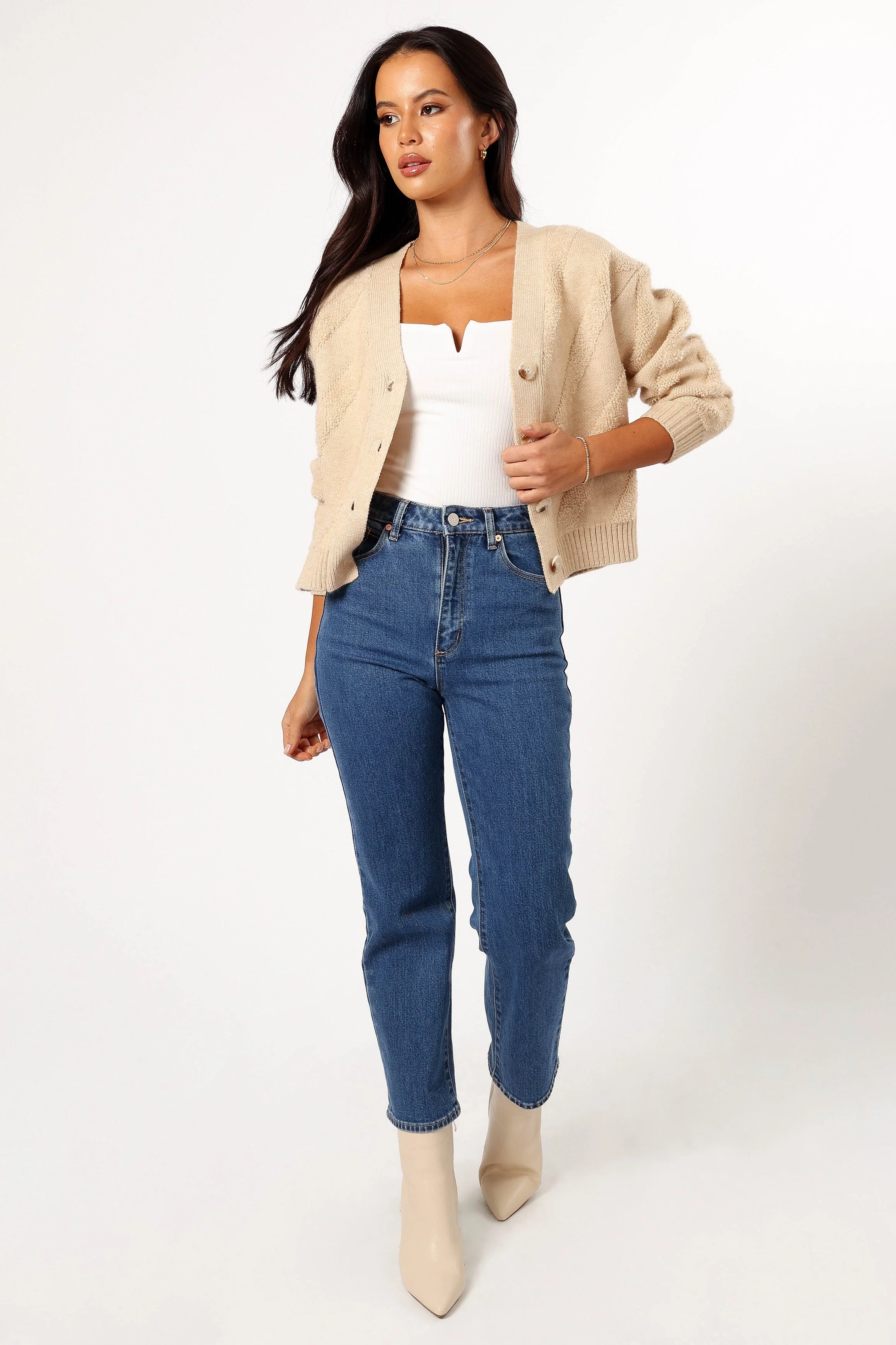 Veda Stripe Cardigan - Beige