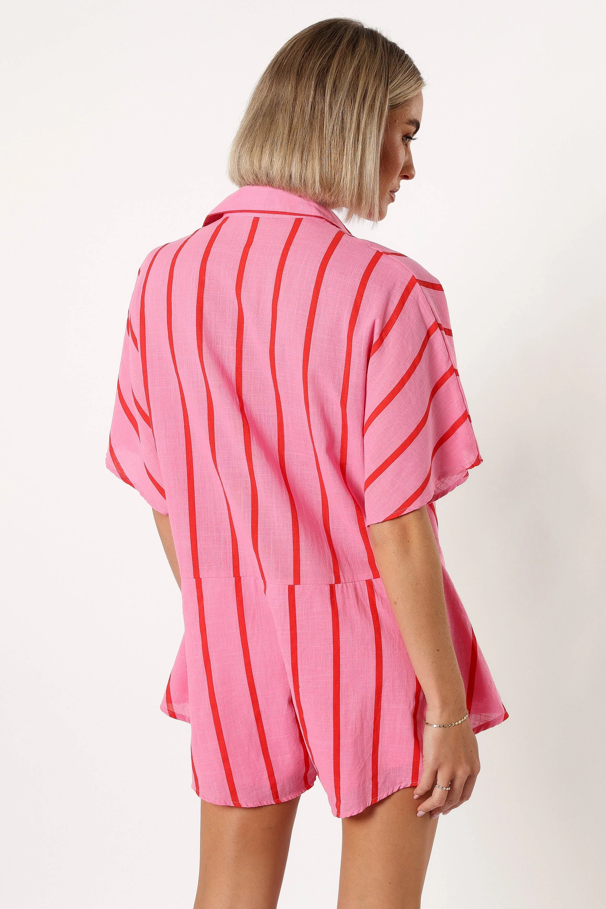 Sebastian Romper - Pink Red Stripe