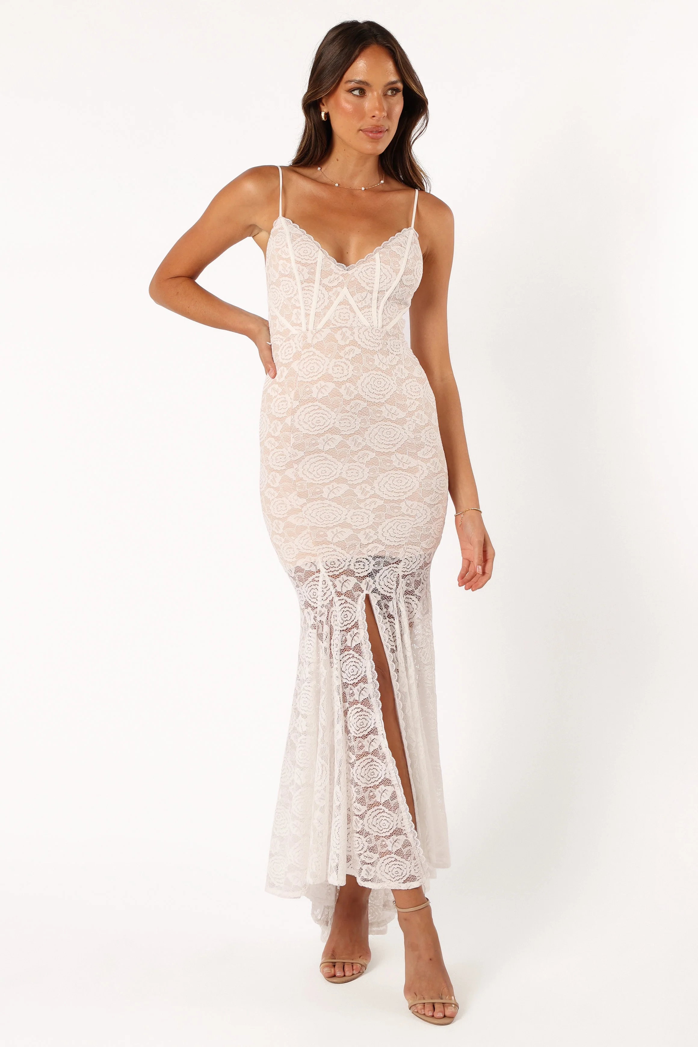 Kinny Lace Maxi Dress - White