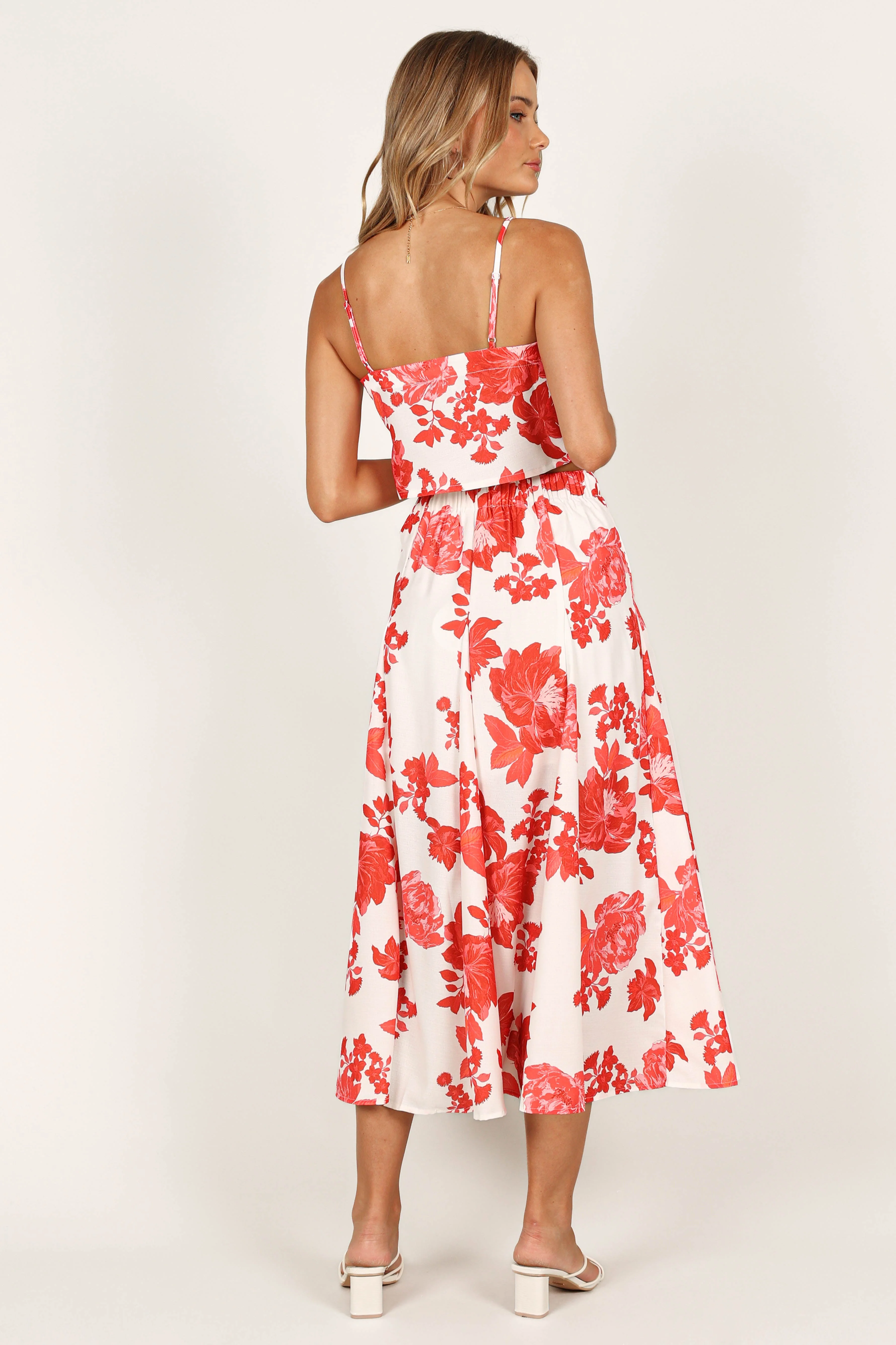 Renee Midi Skirt - Red Floral