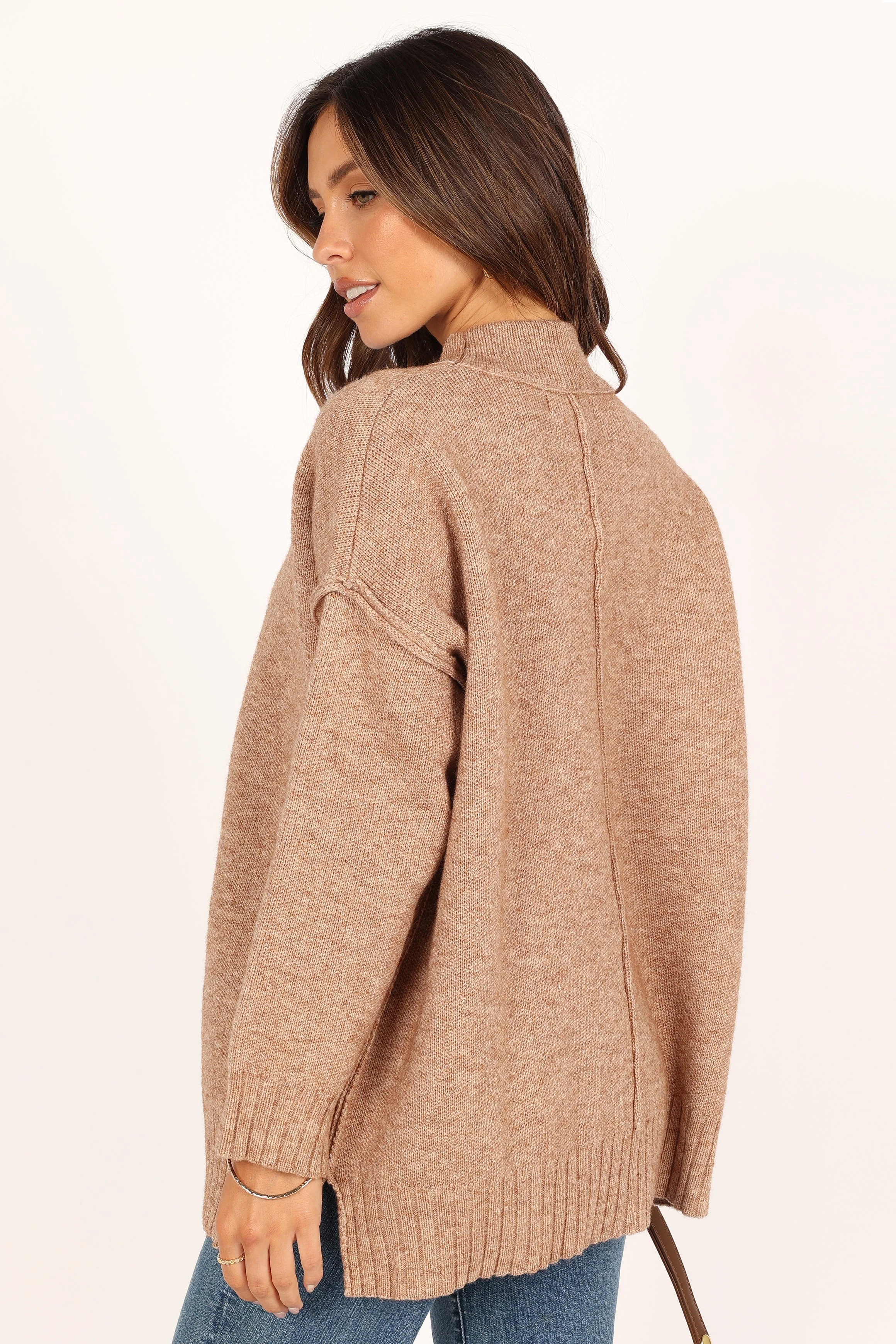 Alisa Mockneck Knit Sweater - Mocha