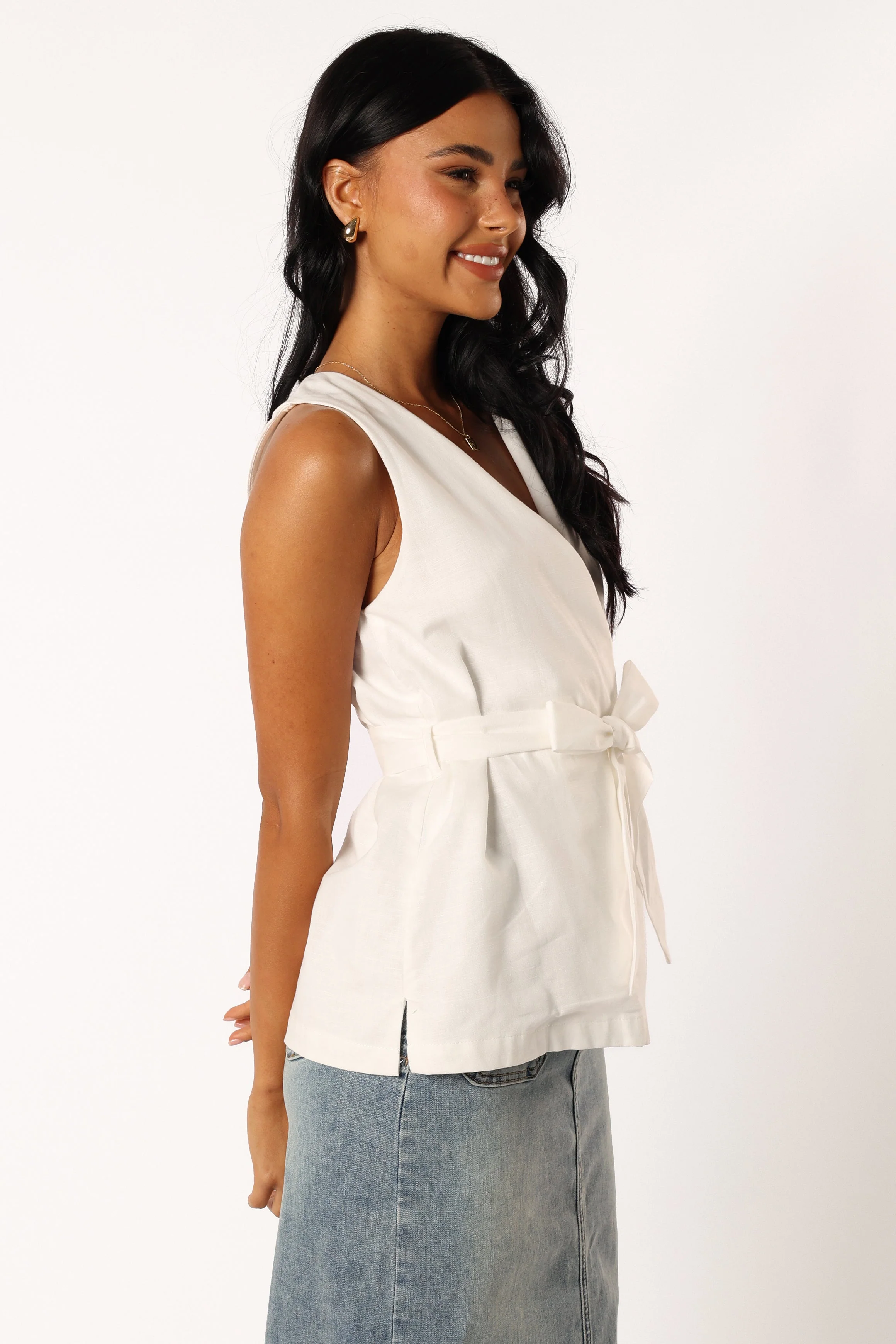 Genevieve Wrap Top - White