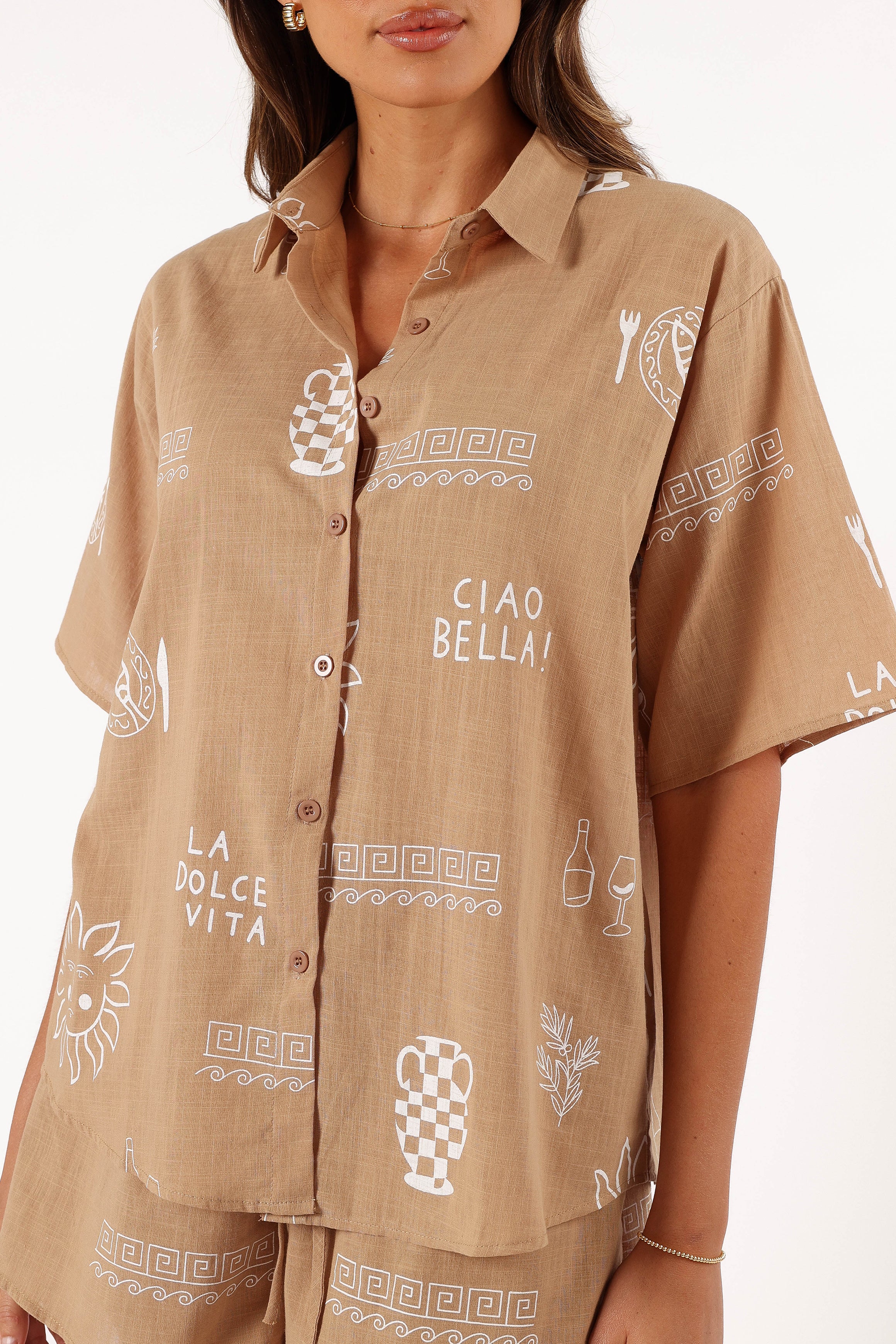 Ciao Short Set - Tan White