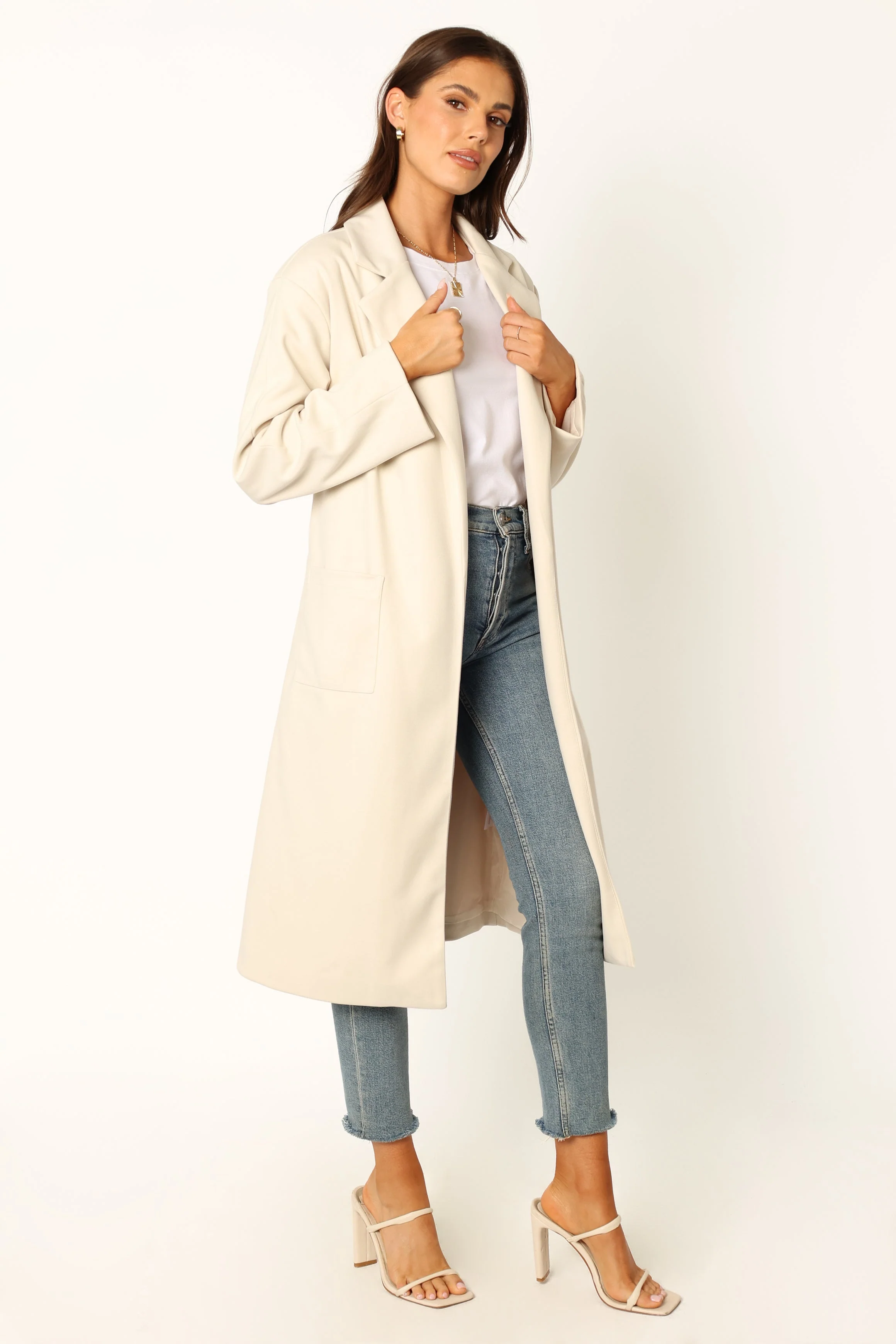 Eden Tie Front Coatigan - Beige