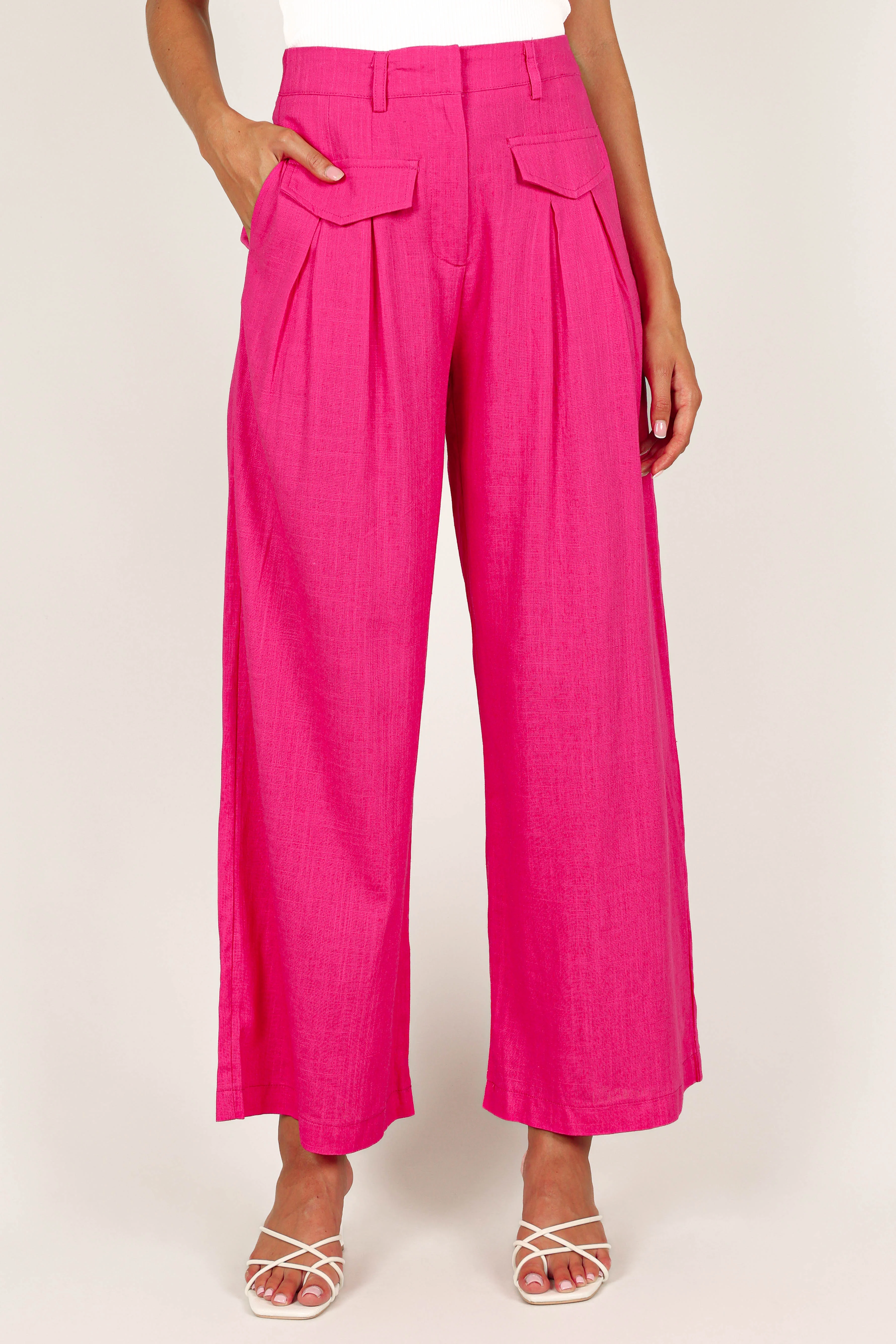 Joanie Wide Leg Pants - Hot Pink