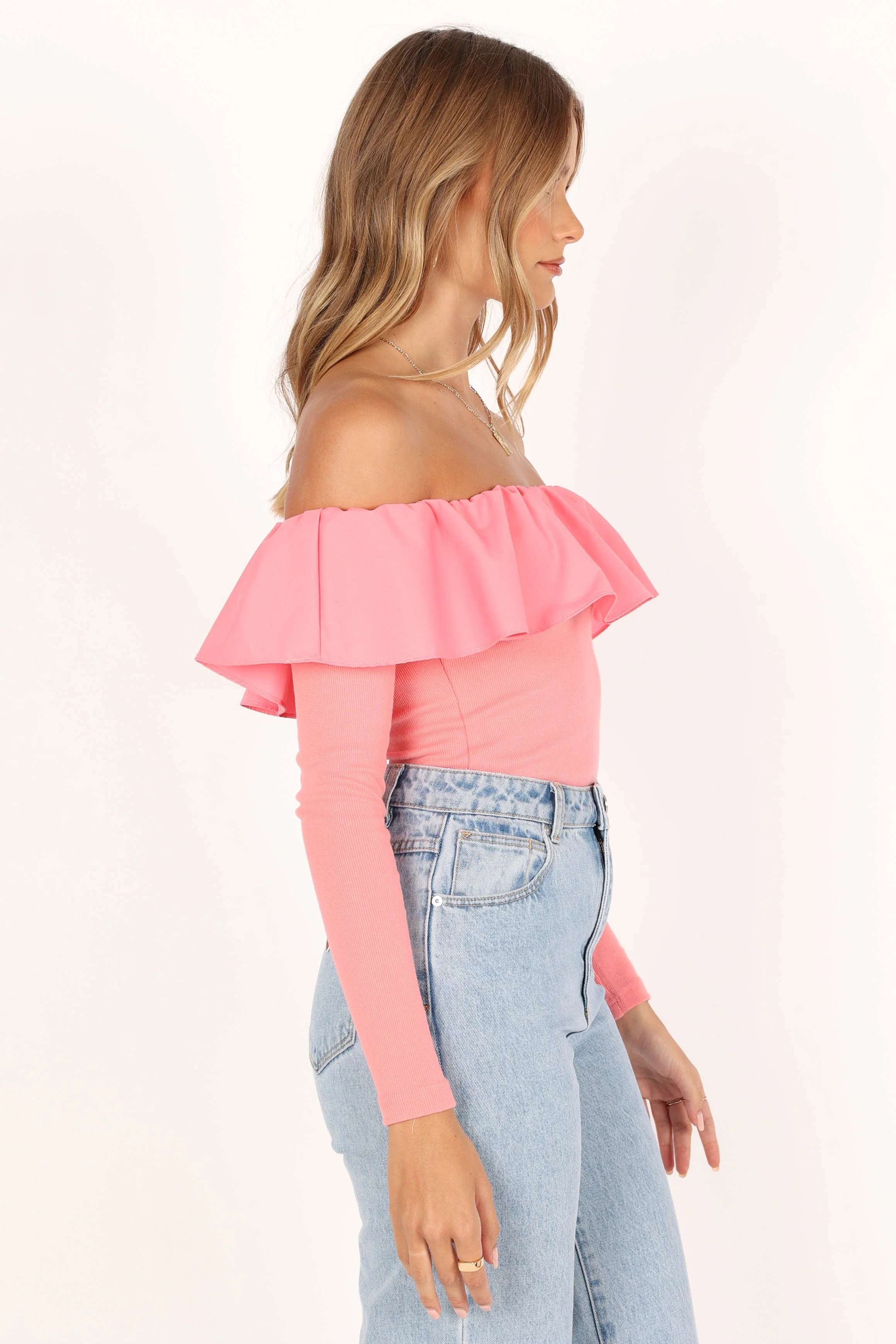 Cloe Off Shoulder Top - Pink