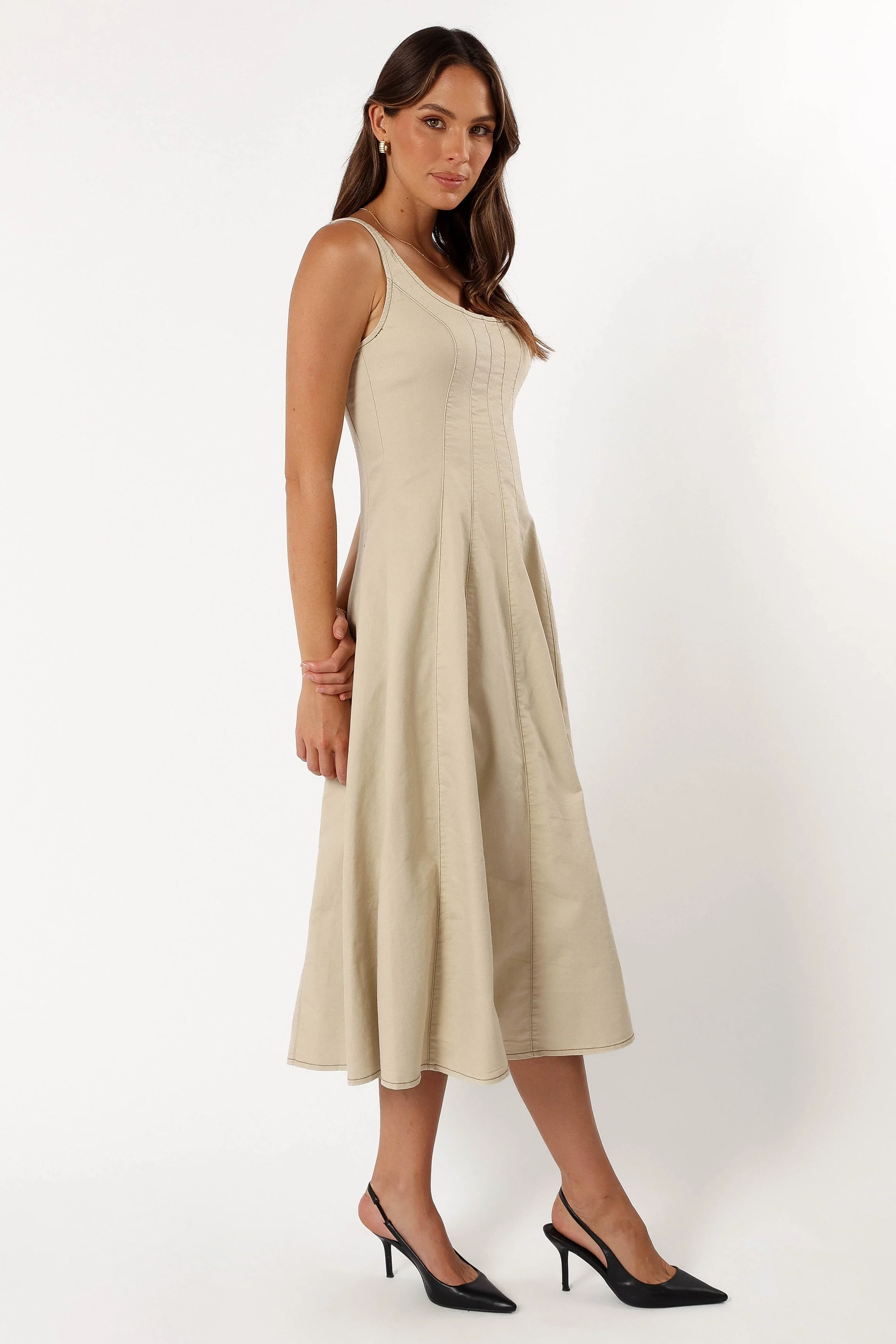 Una Midi Dress - Beige