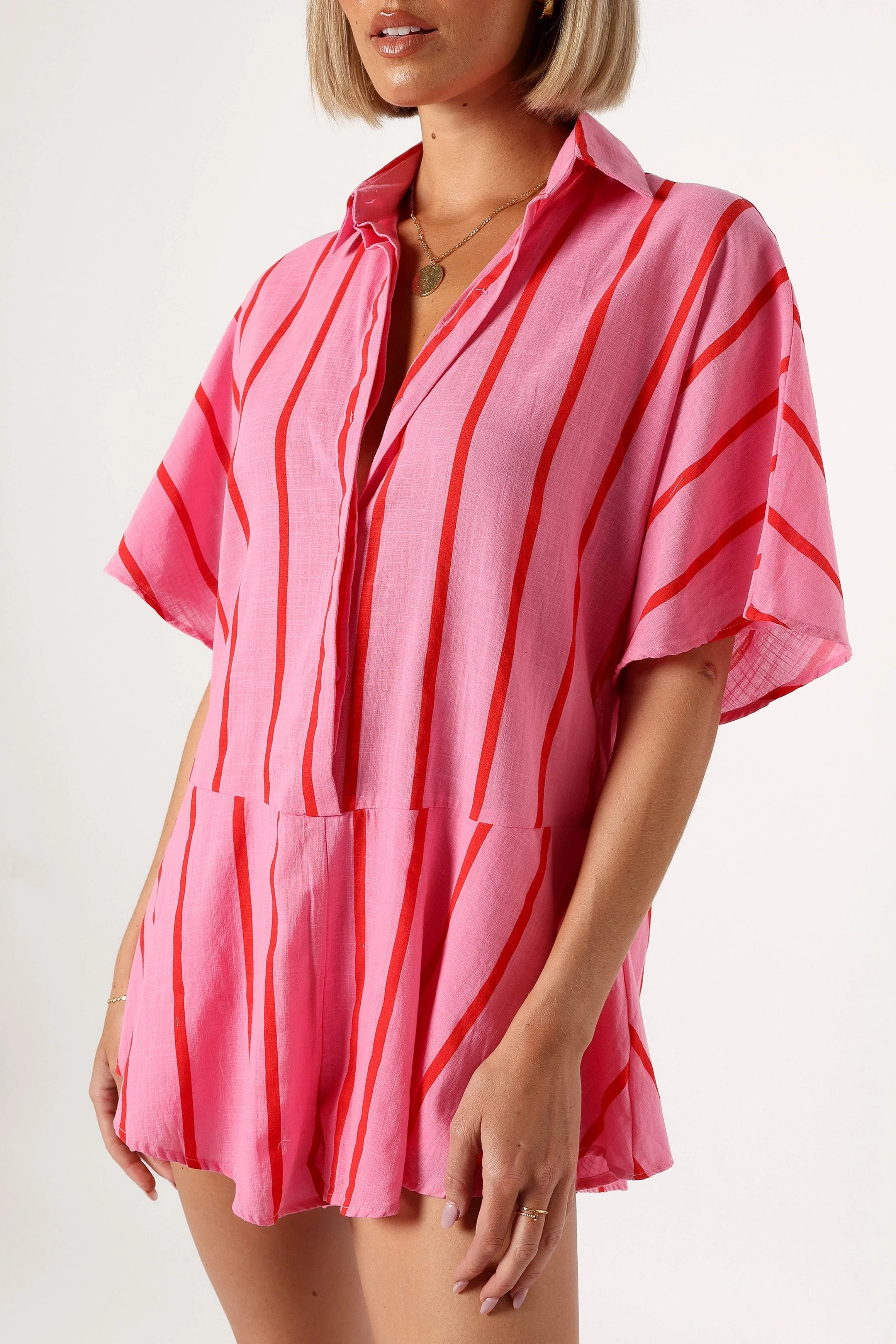 Sebastian Romper - Pink Red Stripe