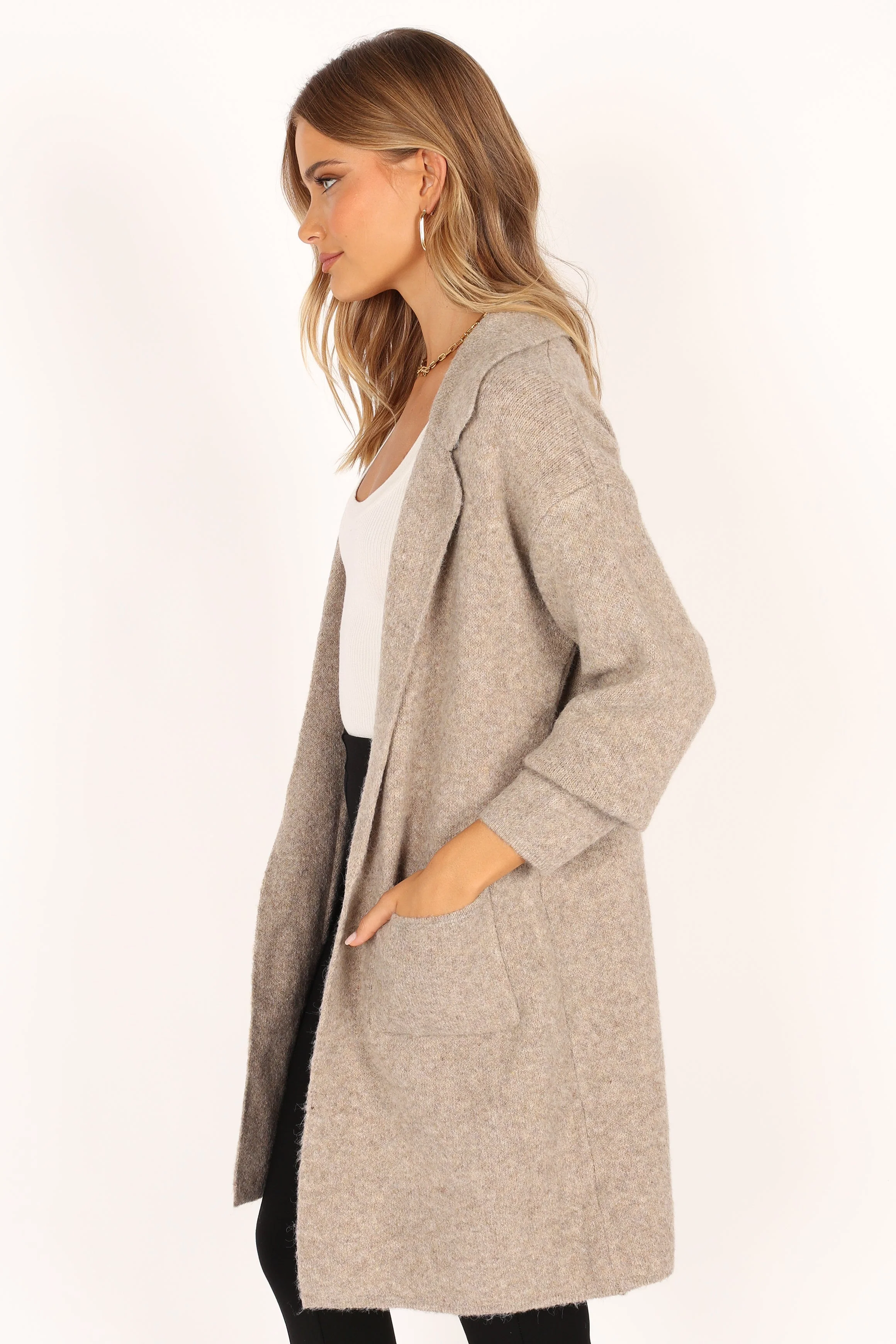 Skylar Open Front Coatigan - Taupe
