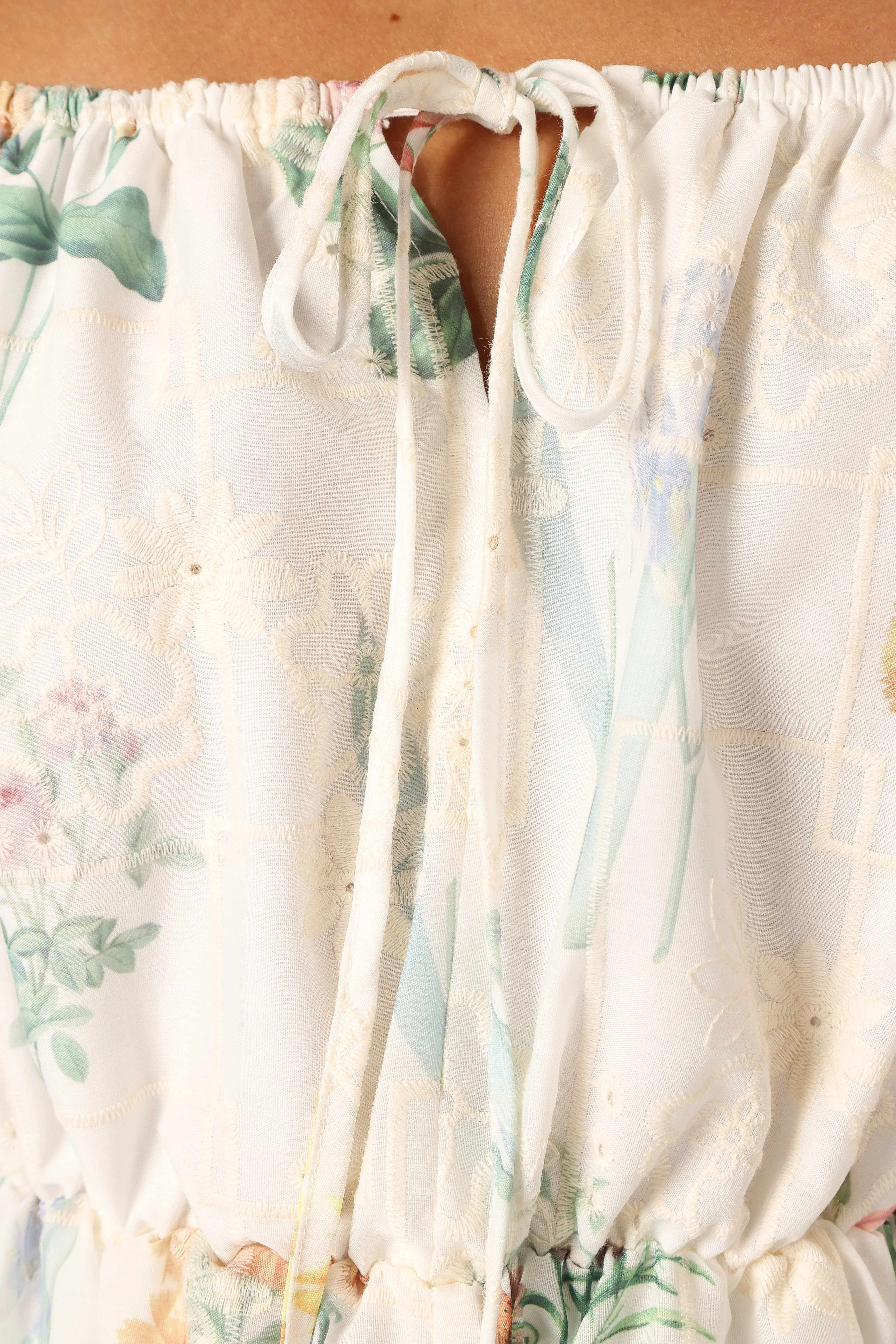 Keleigh Off Shoulder Romper - White Floral