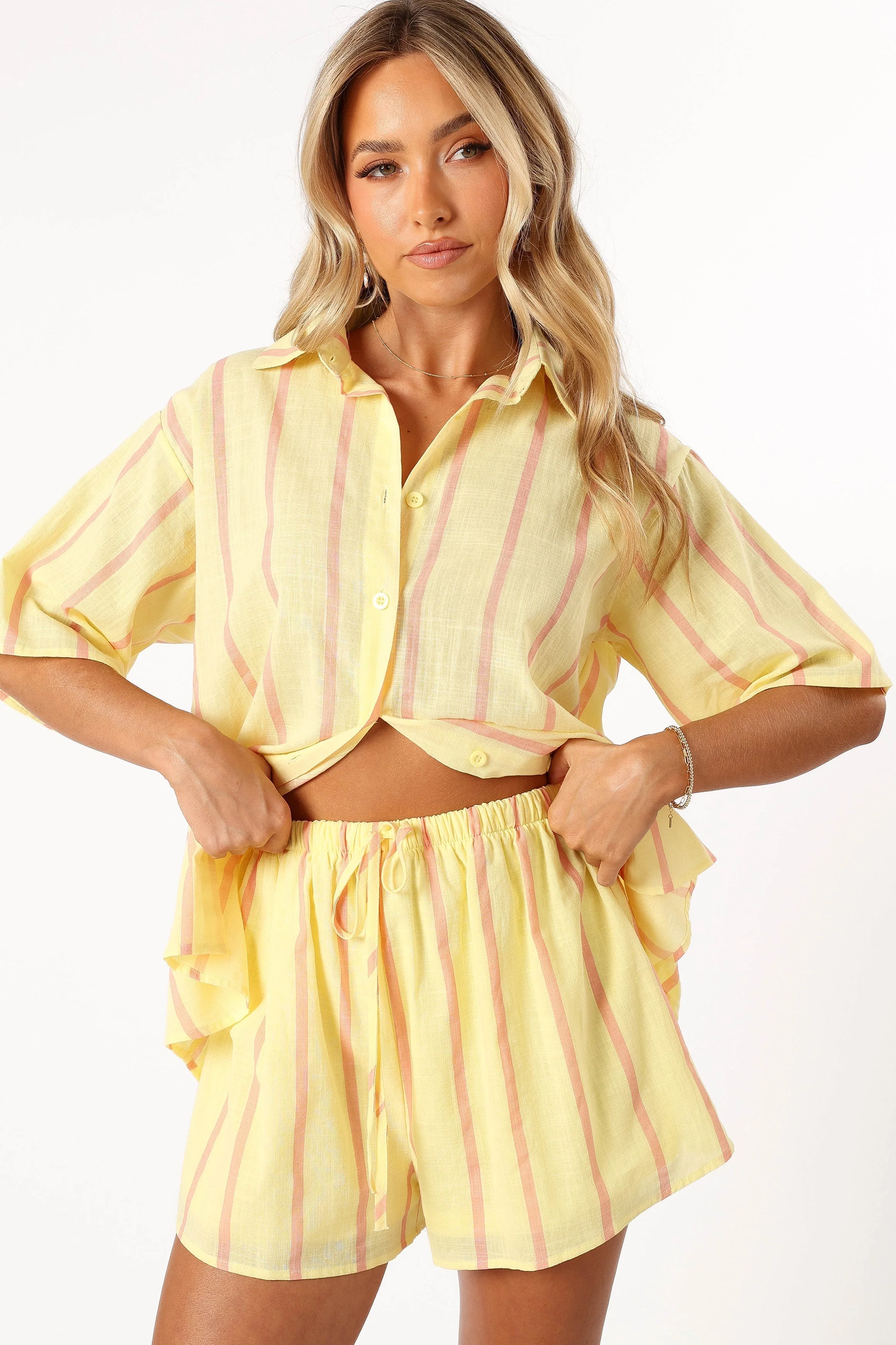 Costa Short Set - Yellow Pink Stripe