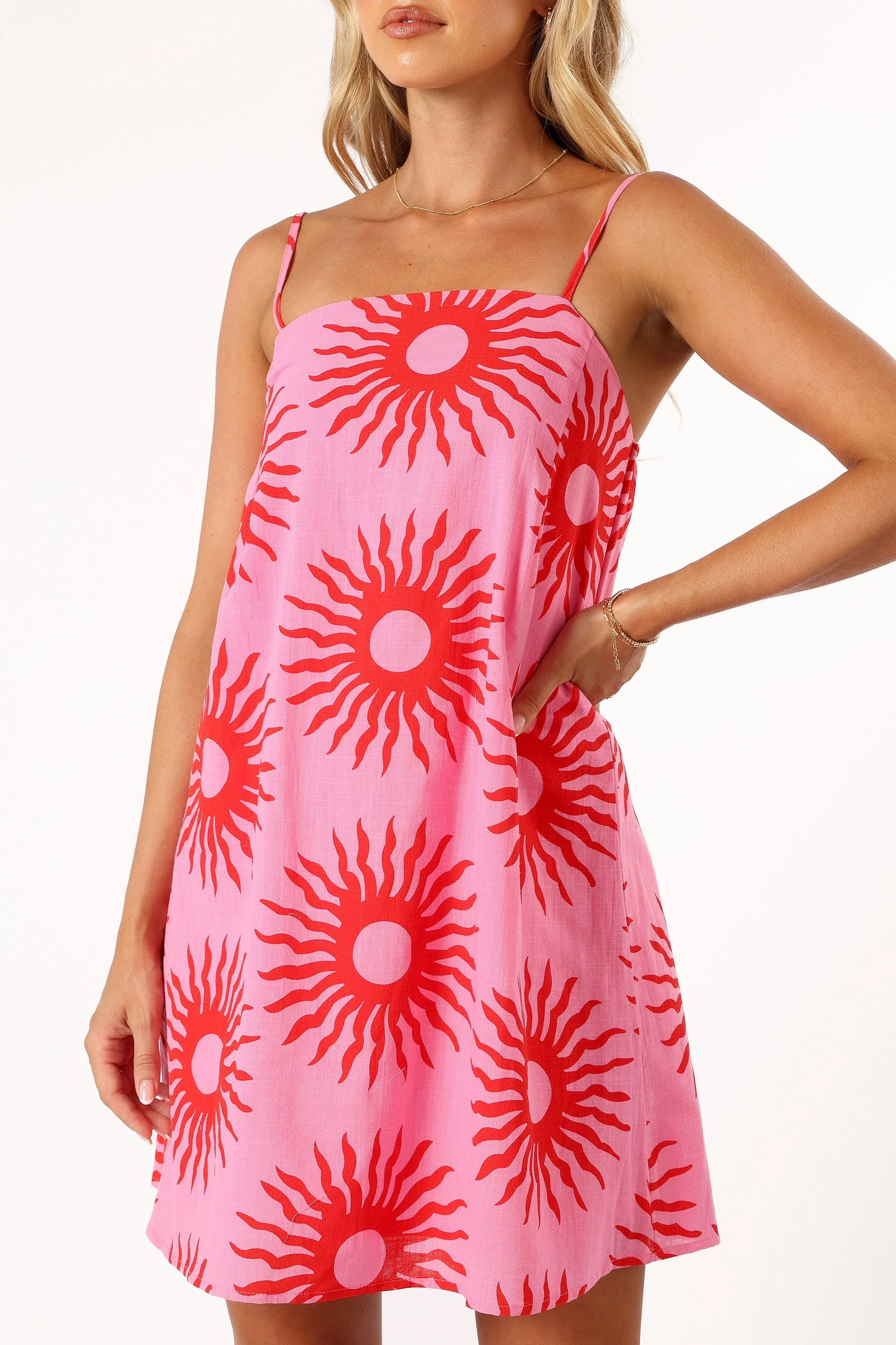 Hayley Mini Dress - Pink Red Sun Print