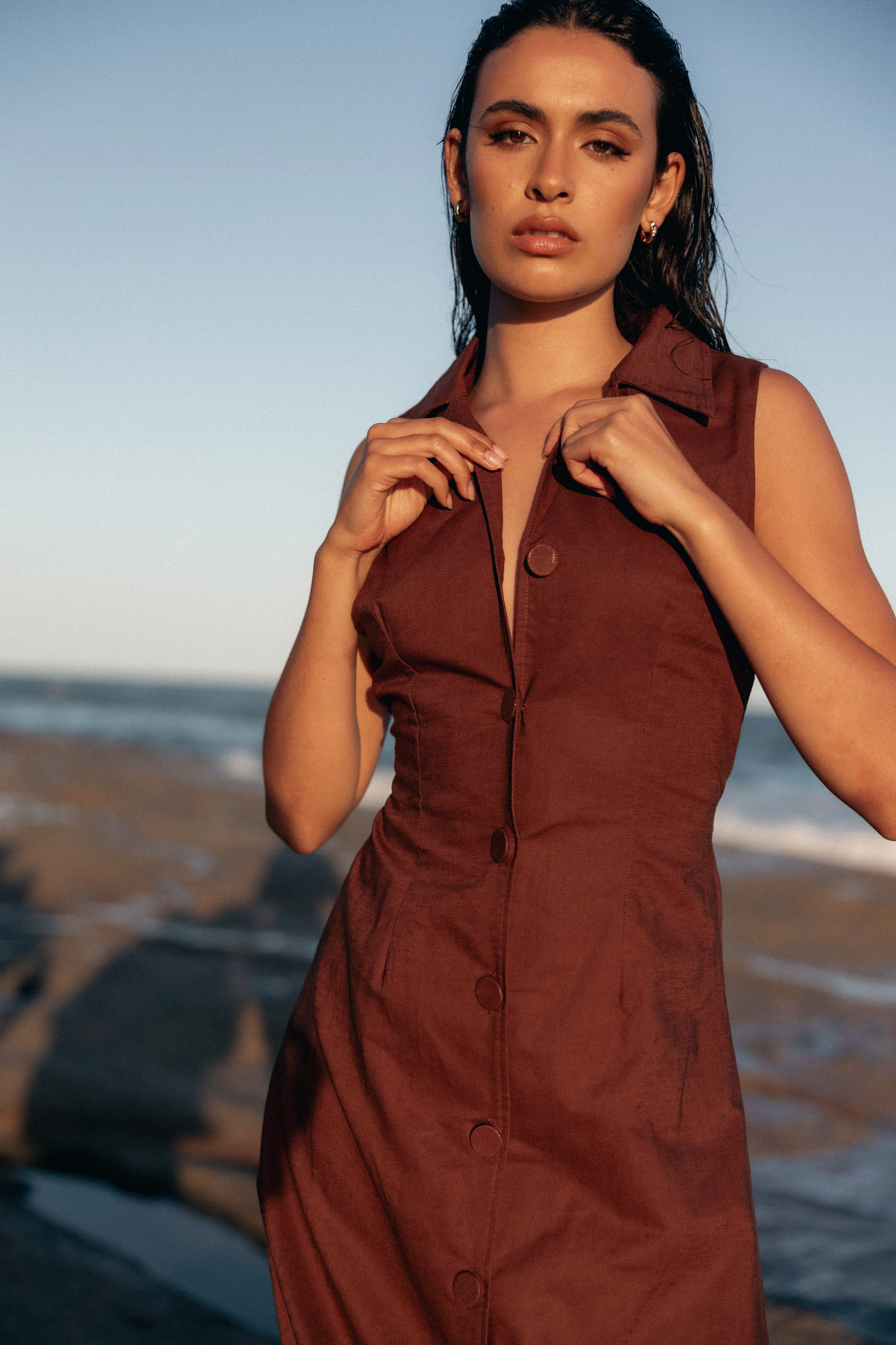 Galia Midi Dress - Chocolate