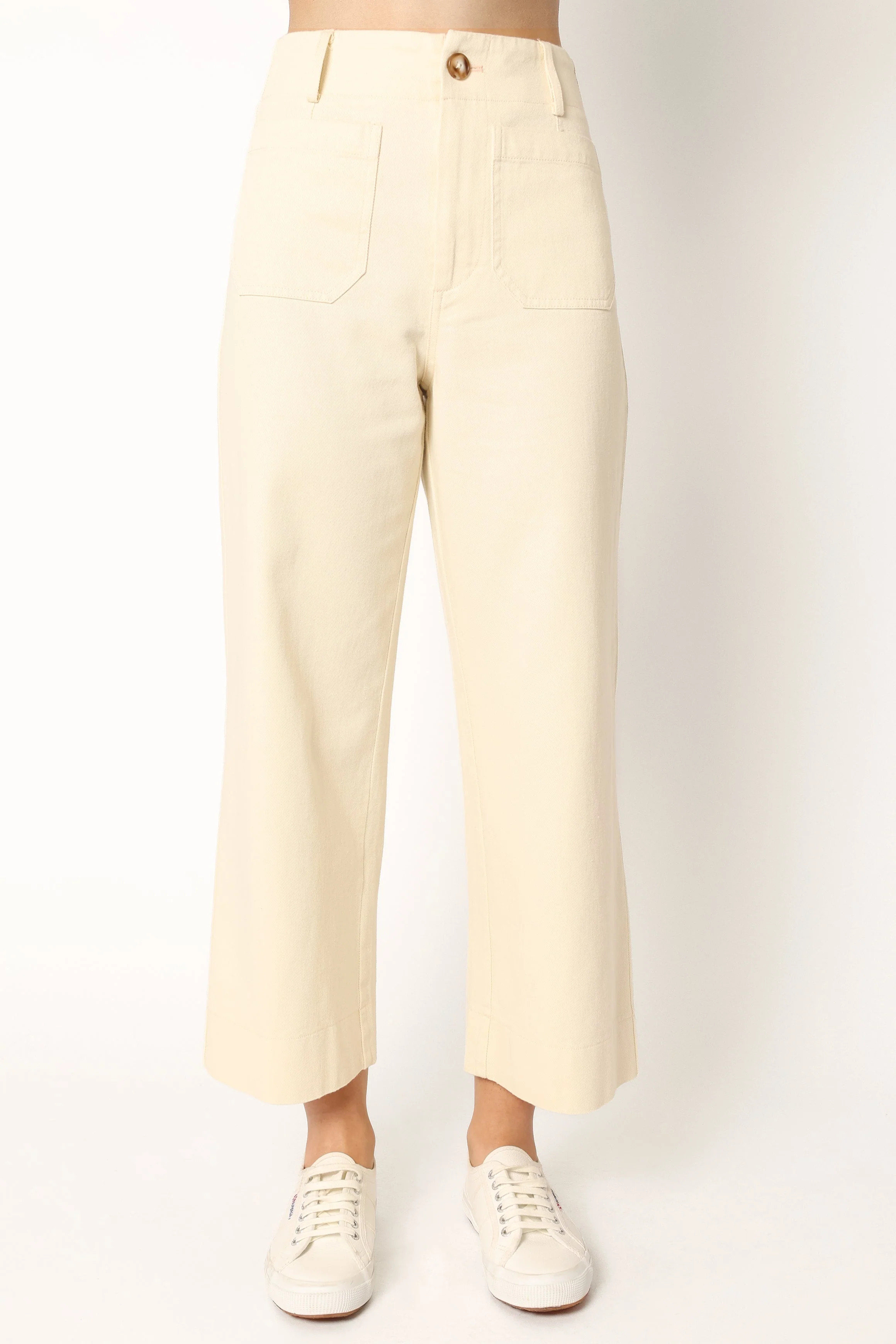 Sully Contrast Stitch Denim Jeans - Ecru