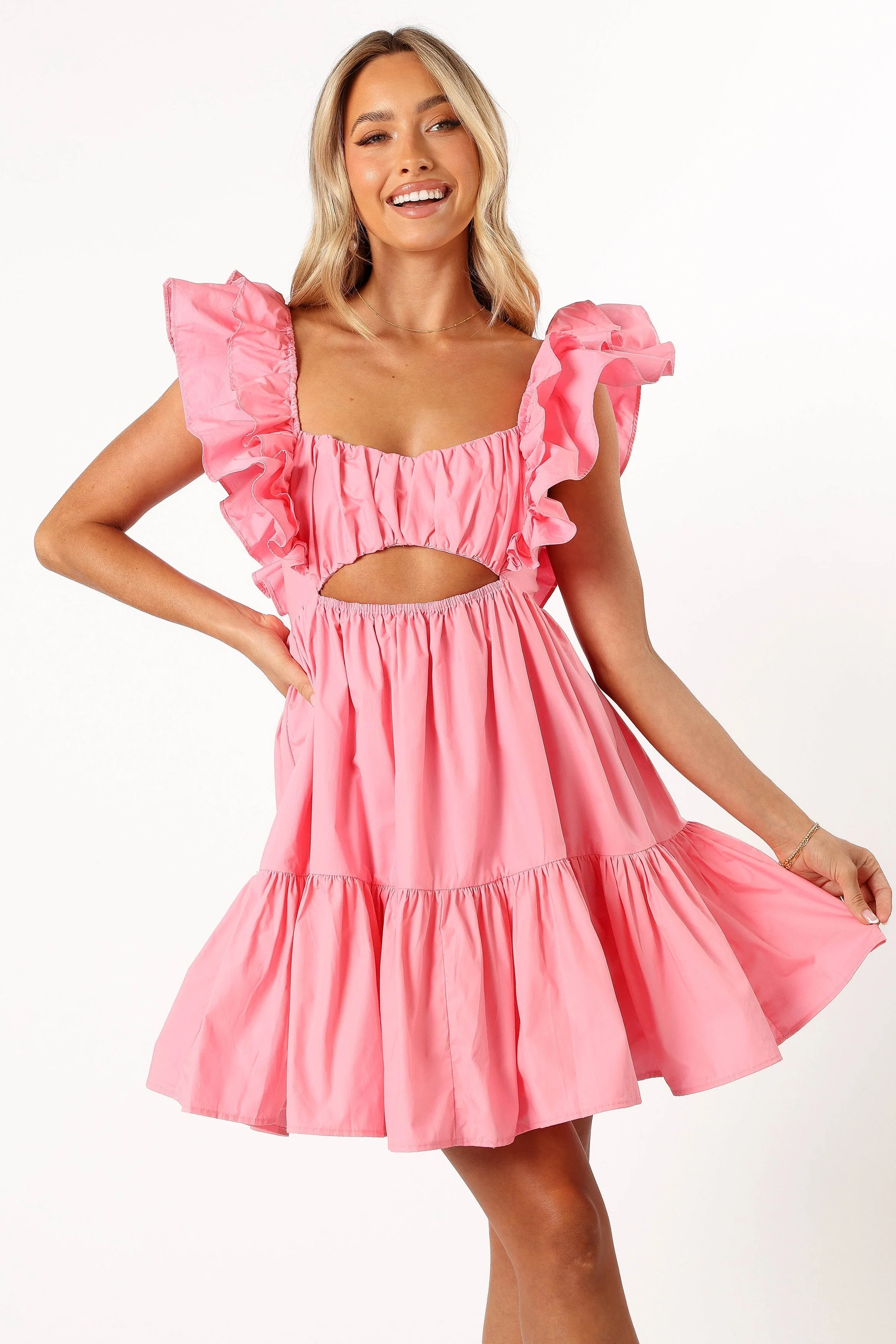 Amias Frill Sleeve Mini Dress - Candy Pink