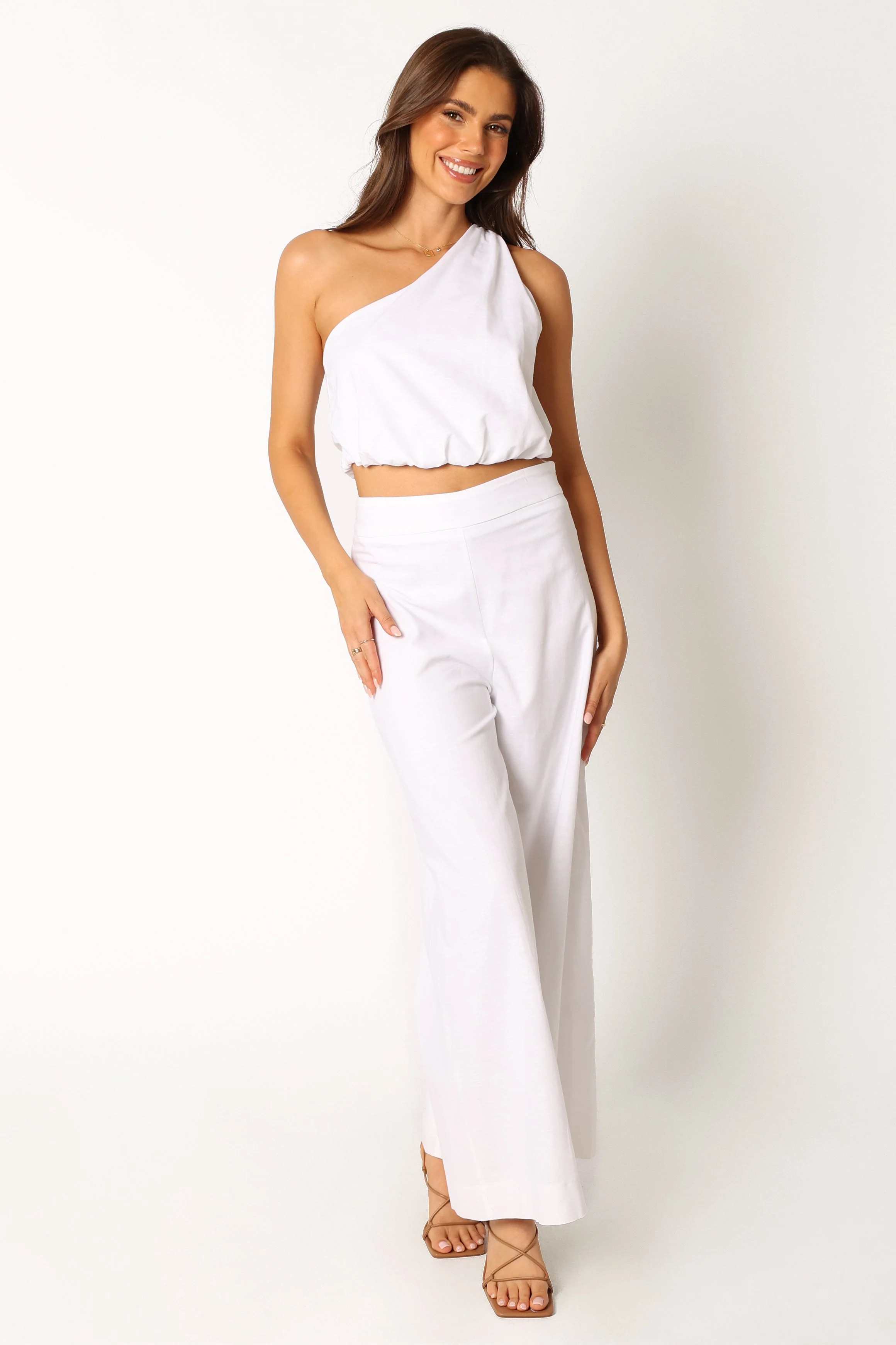 Tori Linen Pant Set - White