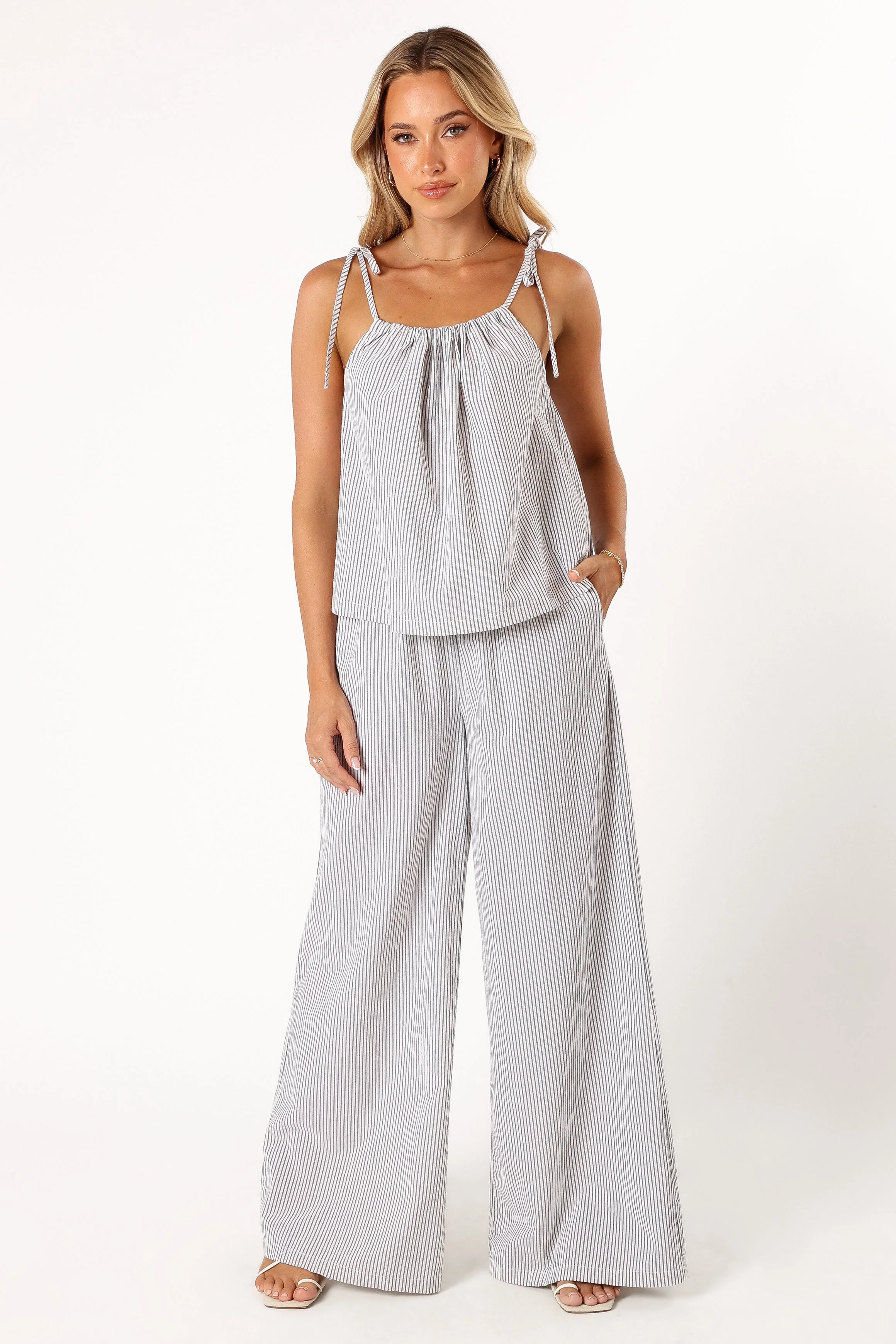 Savanna Striped Pants - White