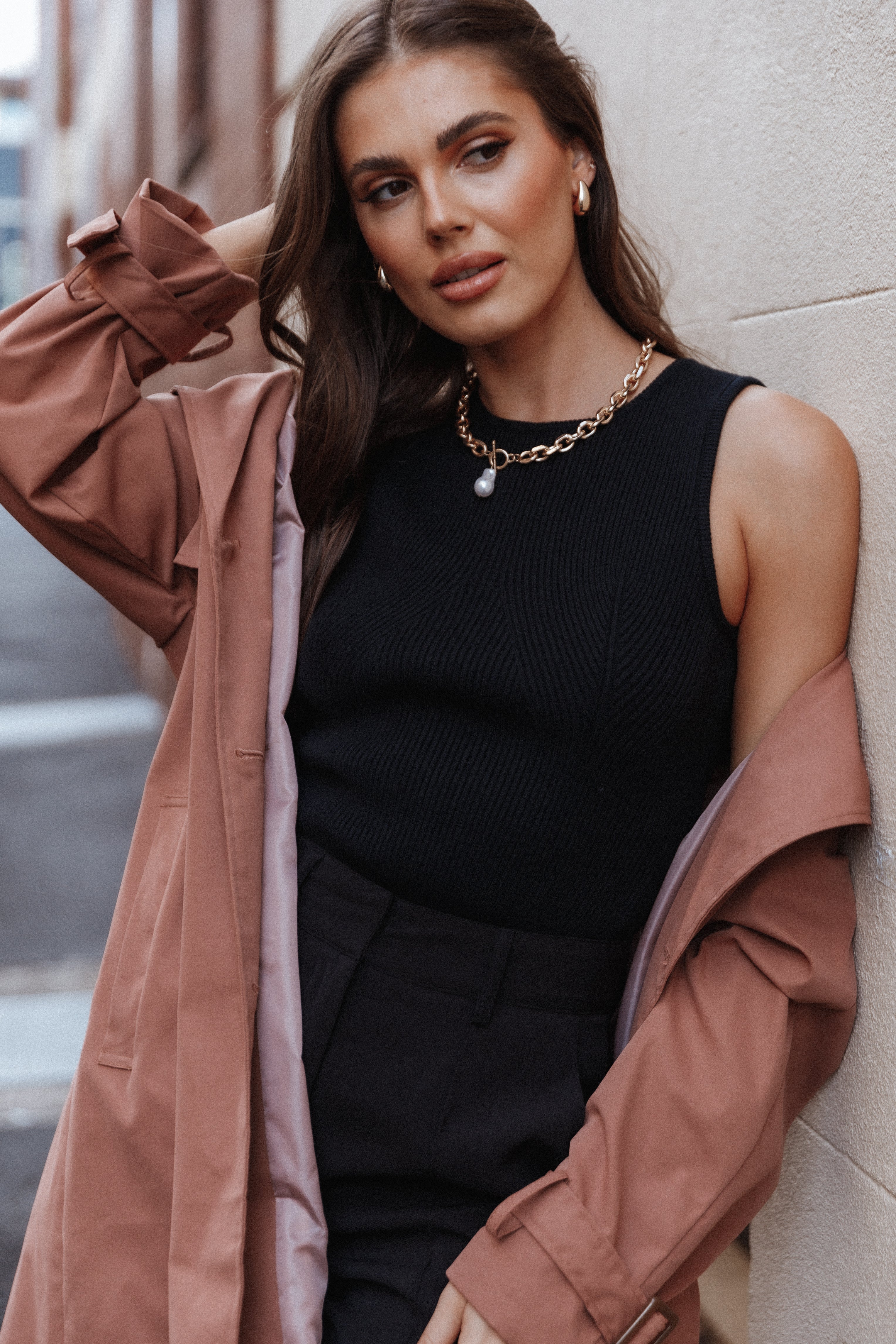 Davie Ribbed Knit Top - Black