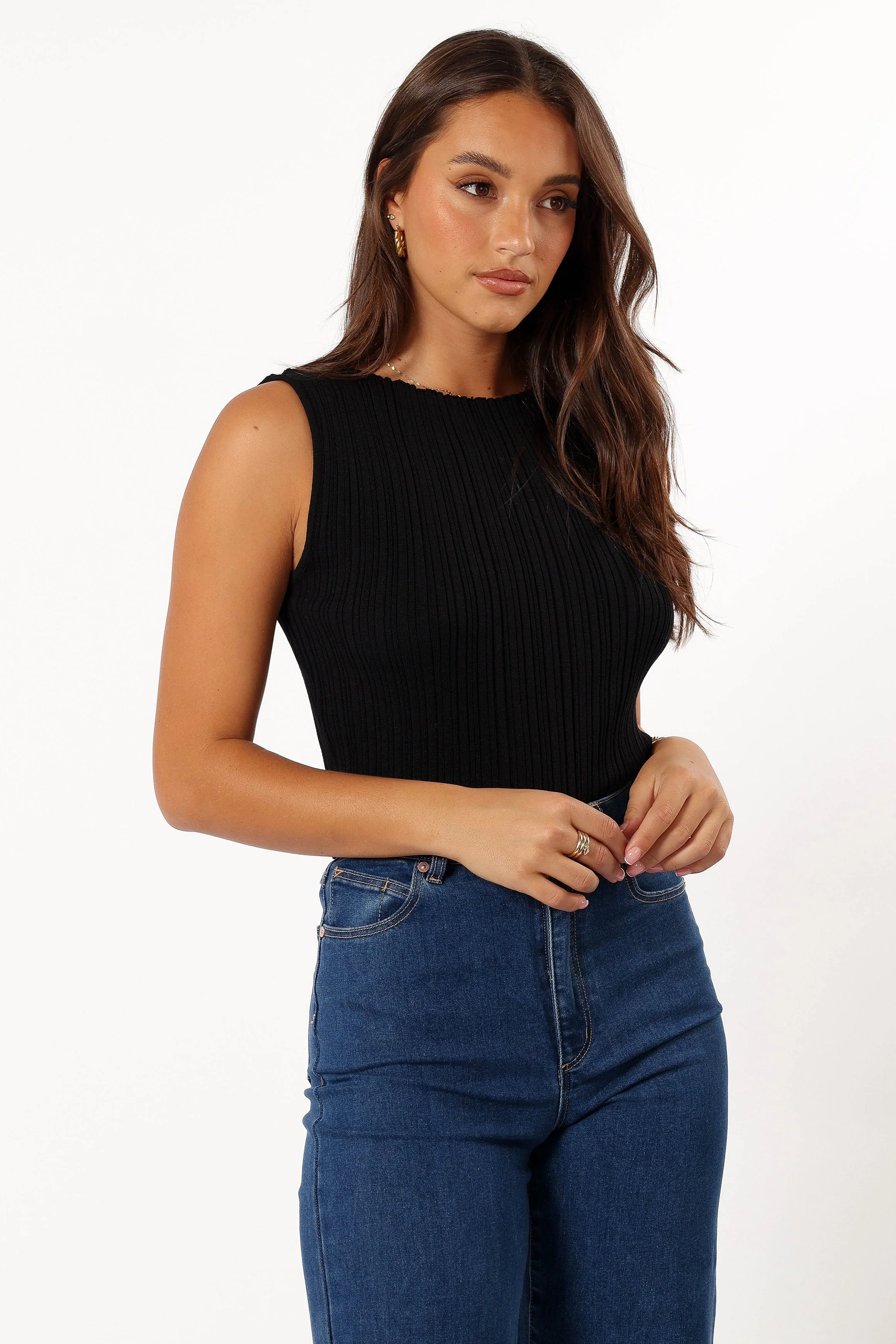 Rowie Ribbed Top - Black