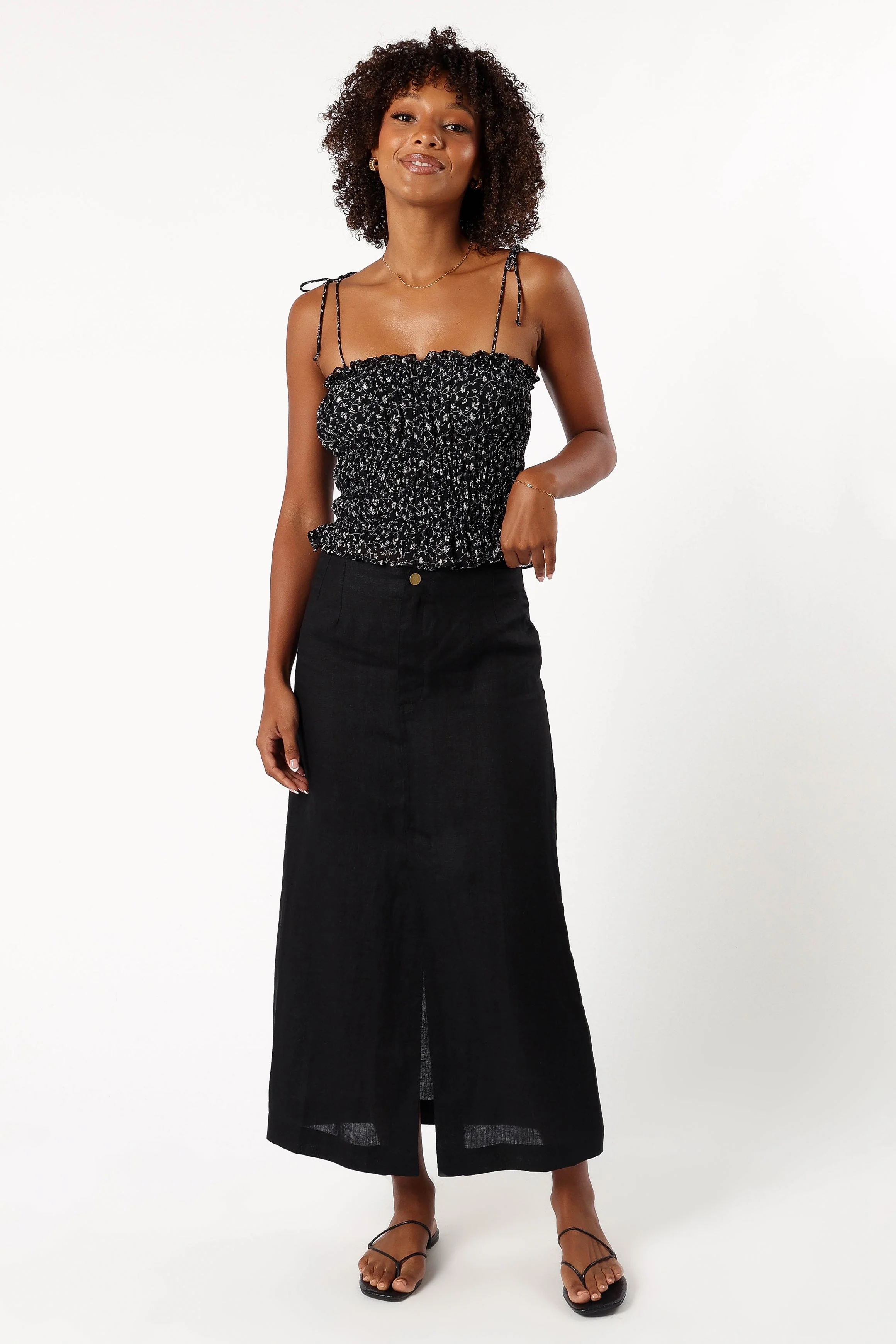 Allison Ruffle Top - Black Off White