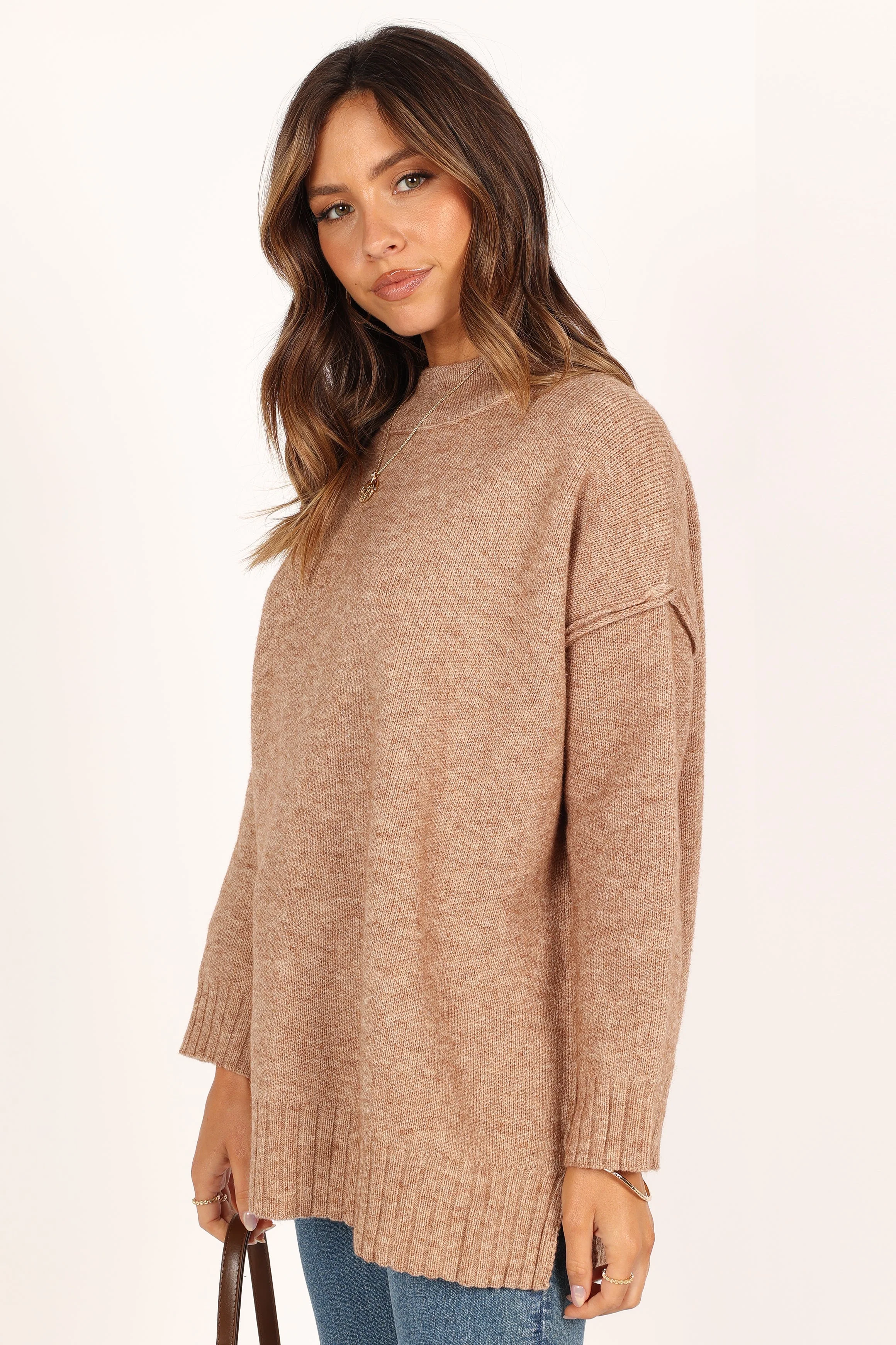 Alisa Mockneck Knit Sweater - Mocha