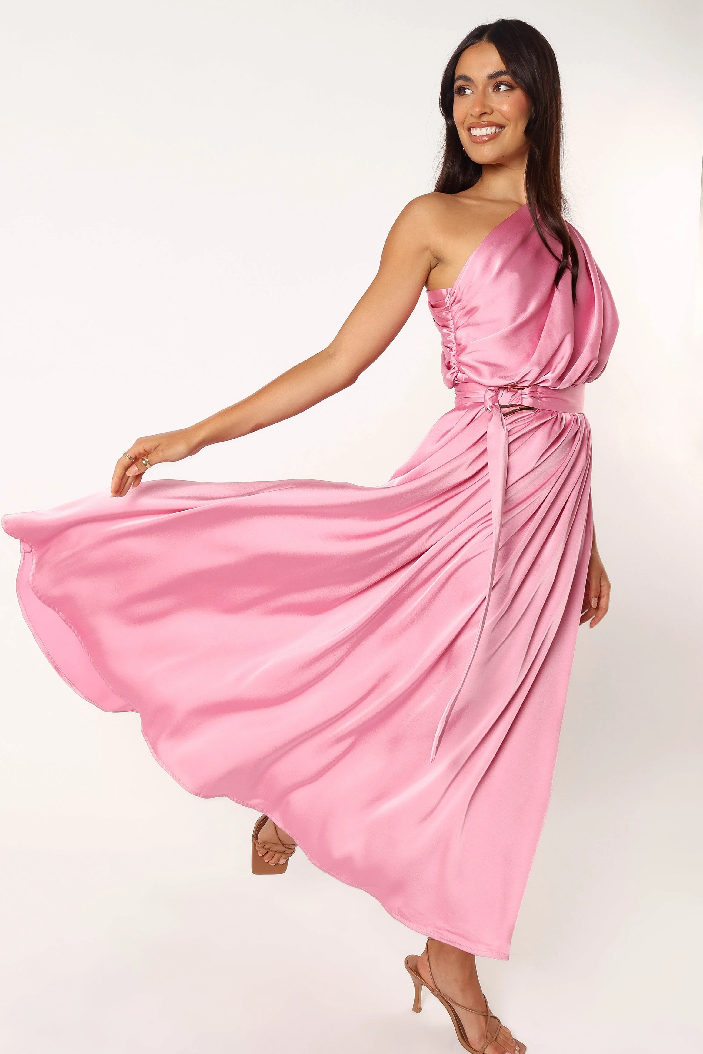 Laila One Shoulder Midi Dress - Pink