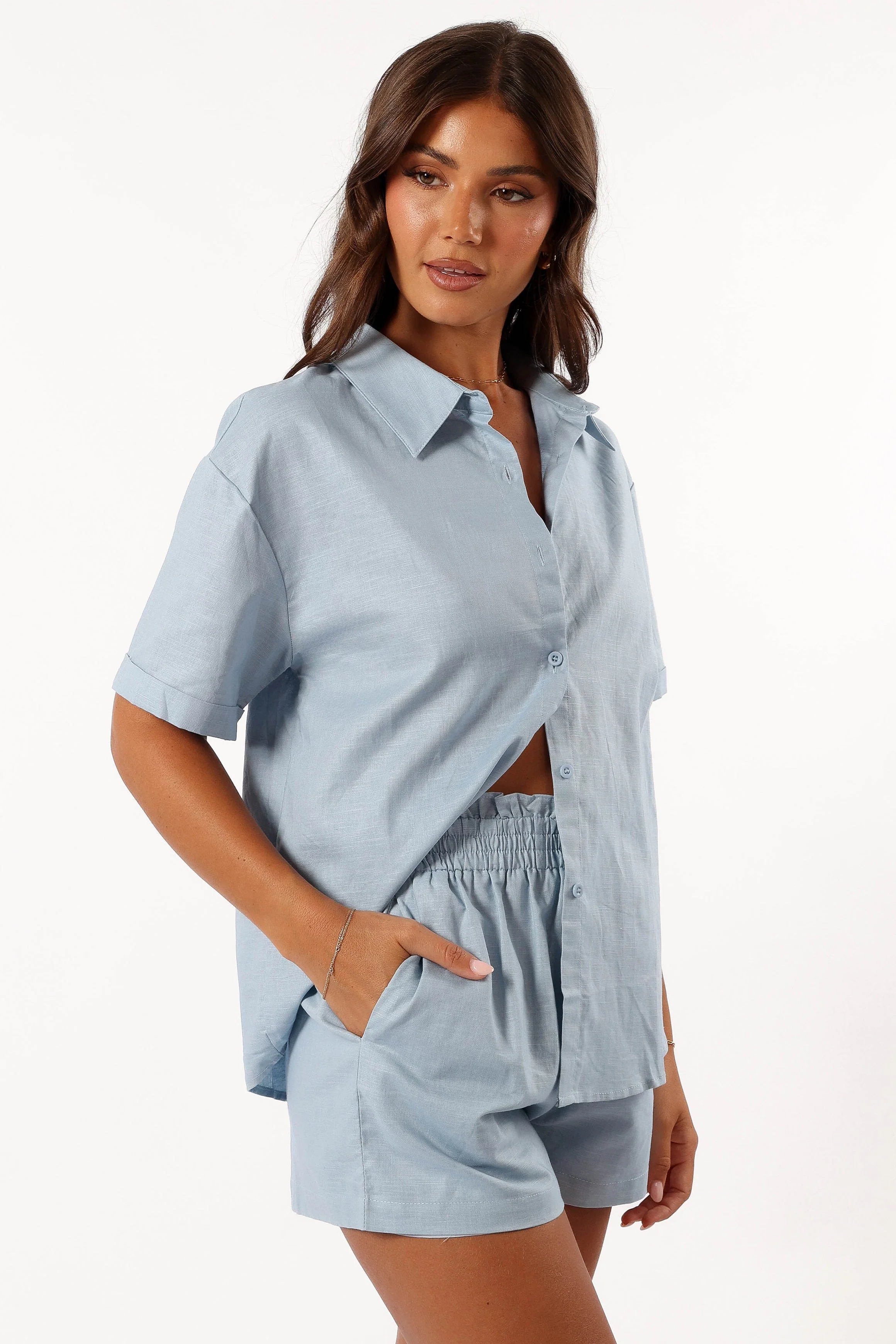 Yuma Button Down Top - Blue