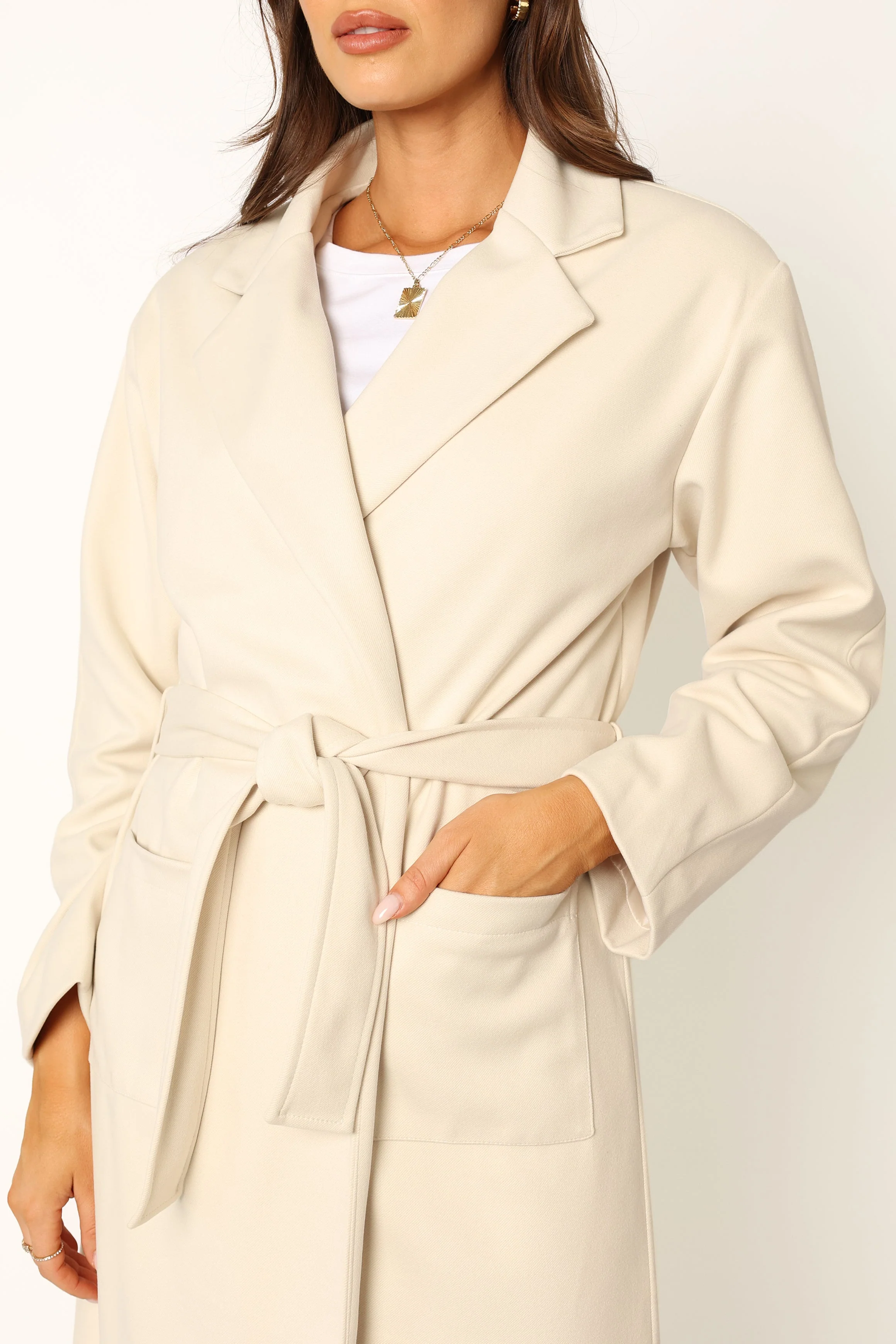 Eden Tie Front Coatigan - Beige