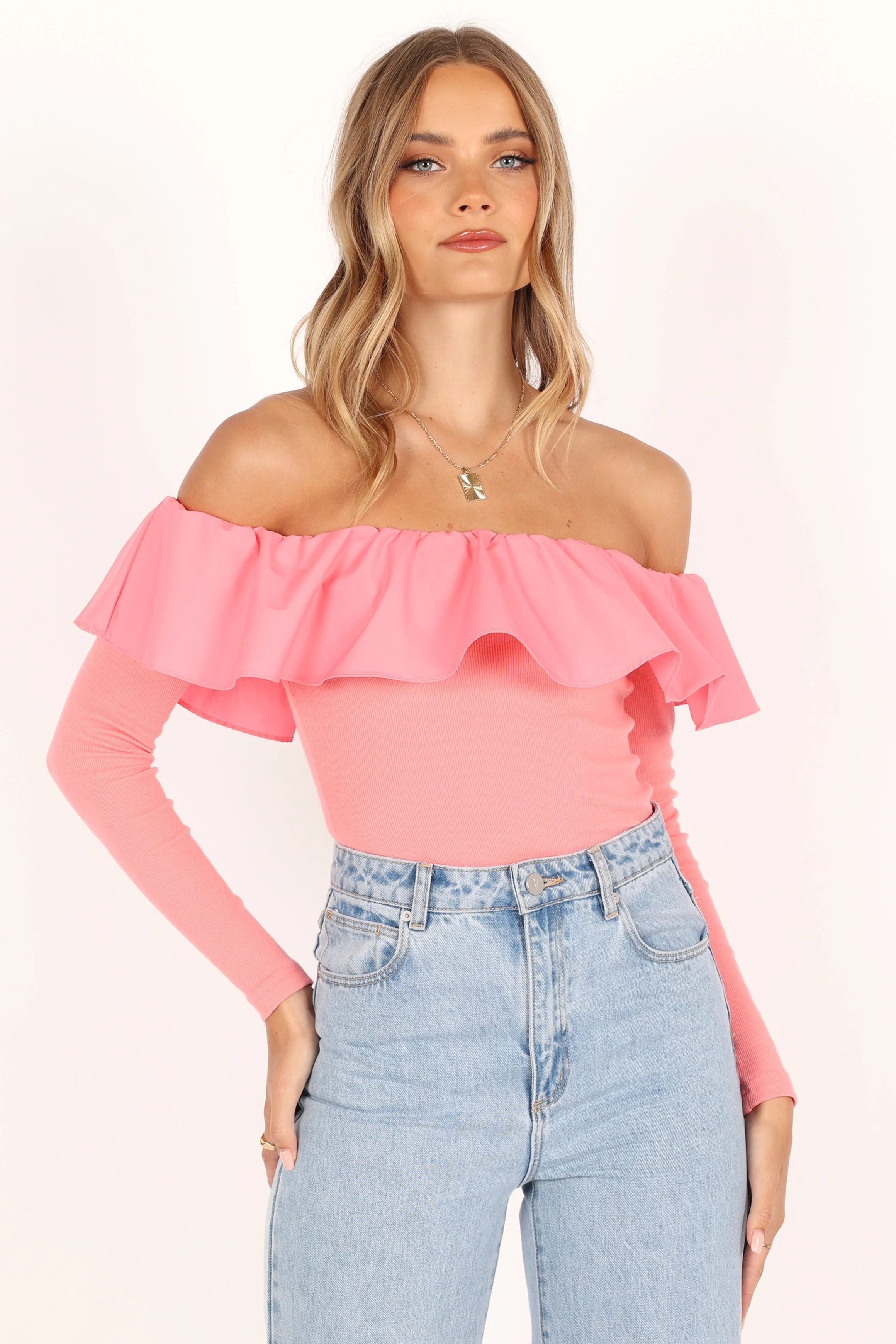 Cloe Off Shoulder Top - Pink
