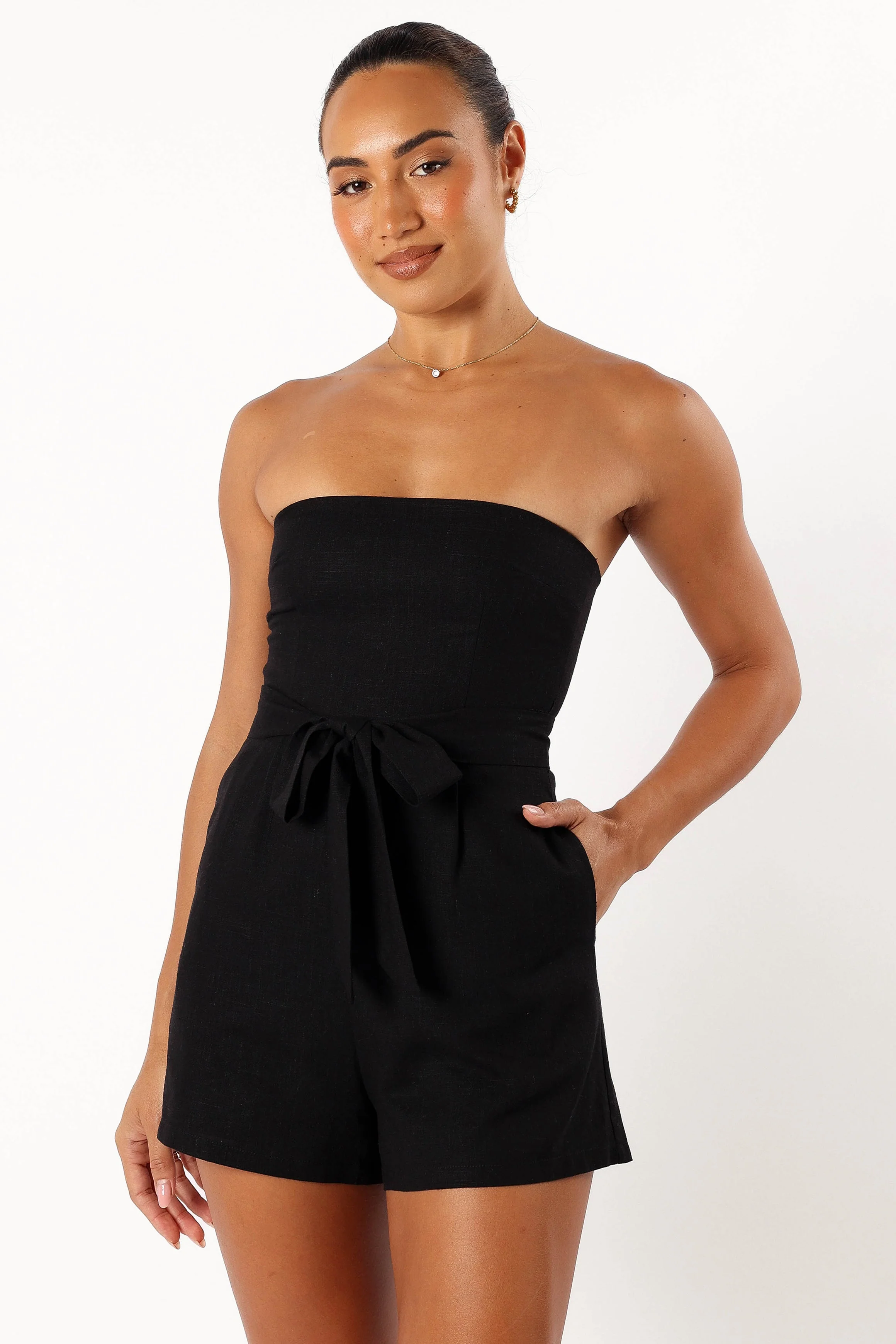 Christie Strapless Playsuit - Black