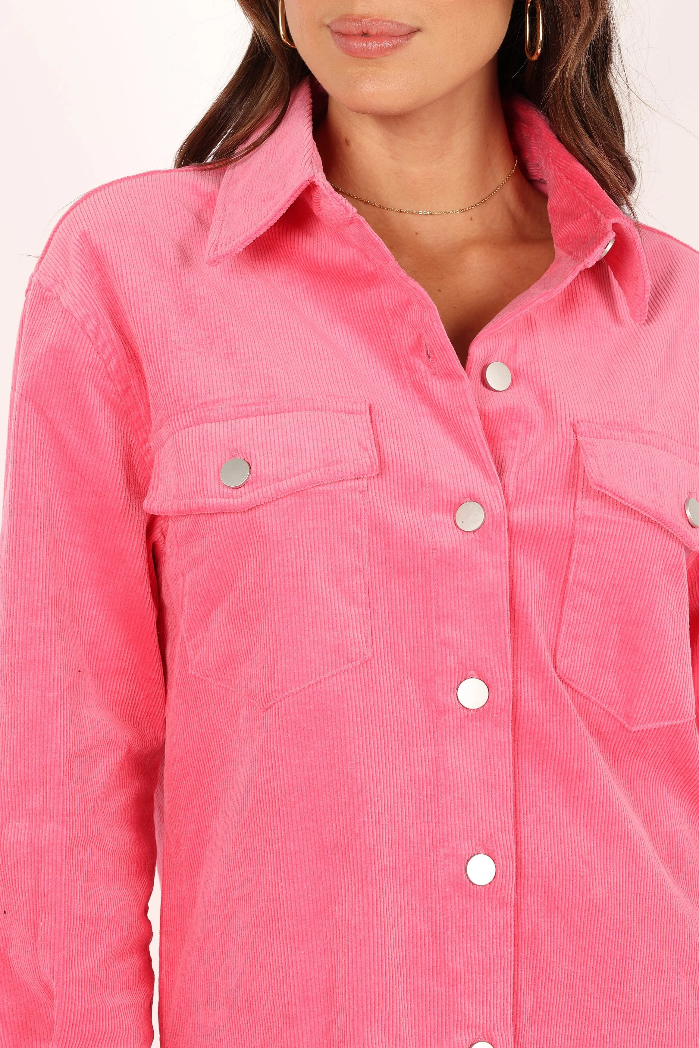 Irena Double Pocket Shacket - Pink