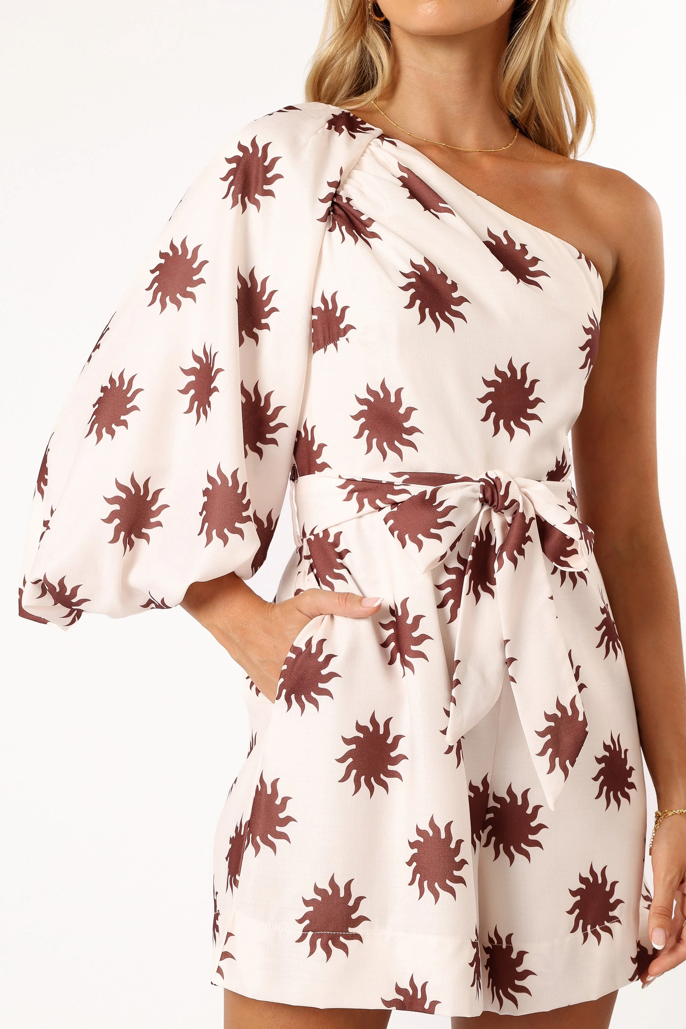 Nara One Shoulder Playsuit - Cream