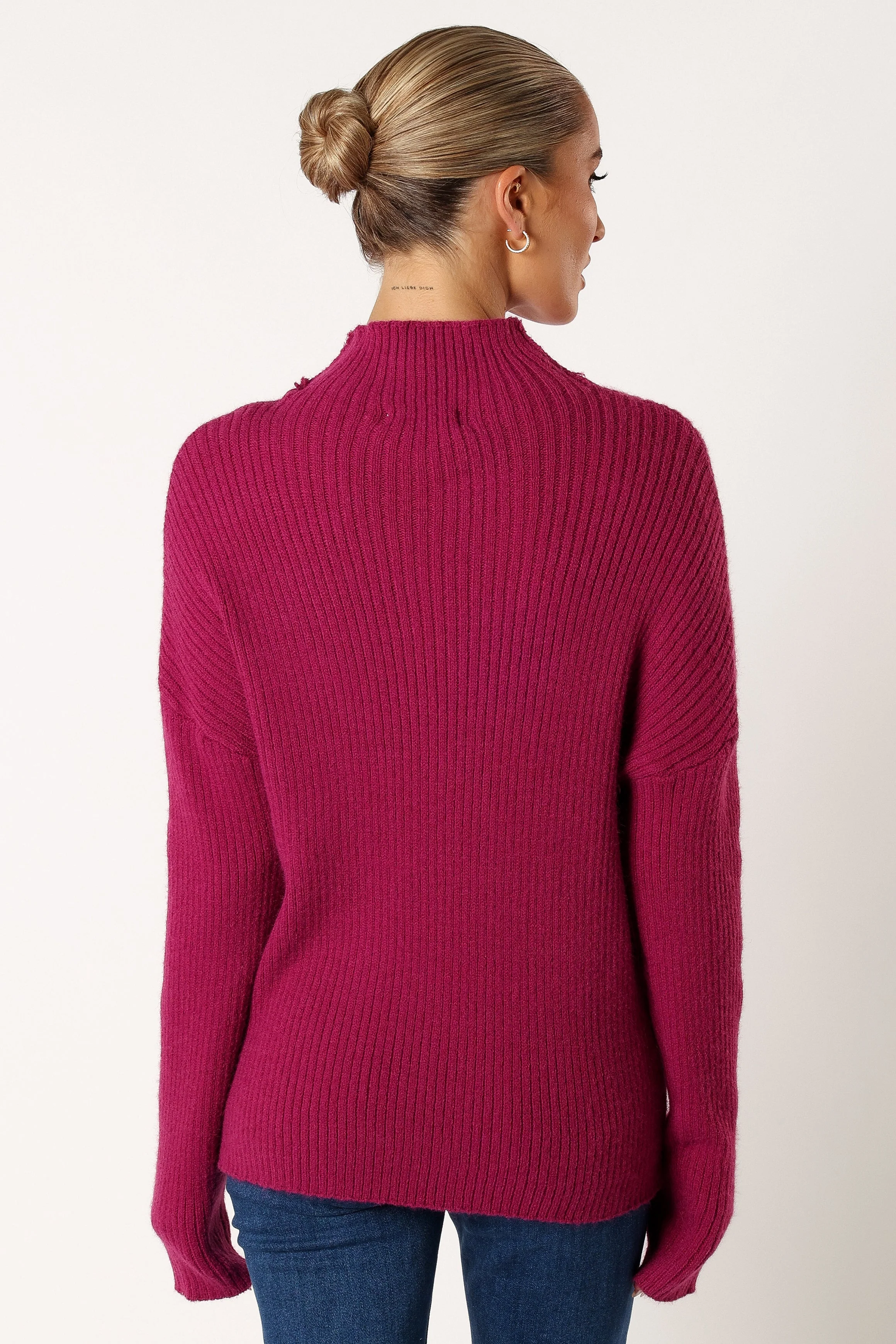 Kora Mock Neck Knit Sweater - Plum