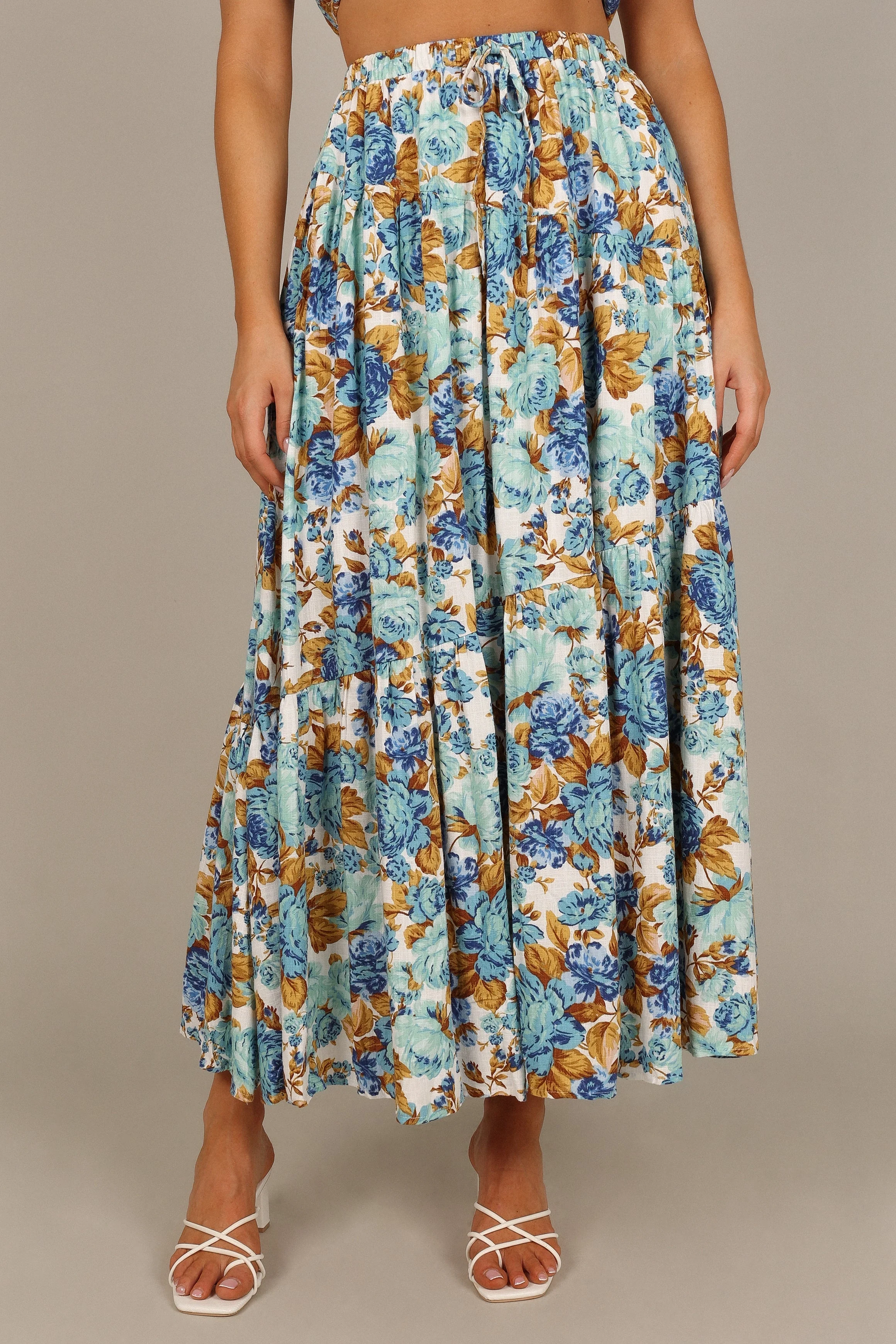 Jules High Waisted Maxi Skirt - Blue Floral