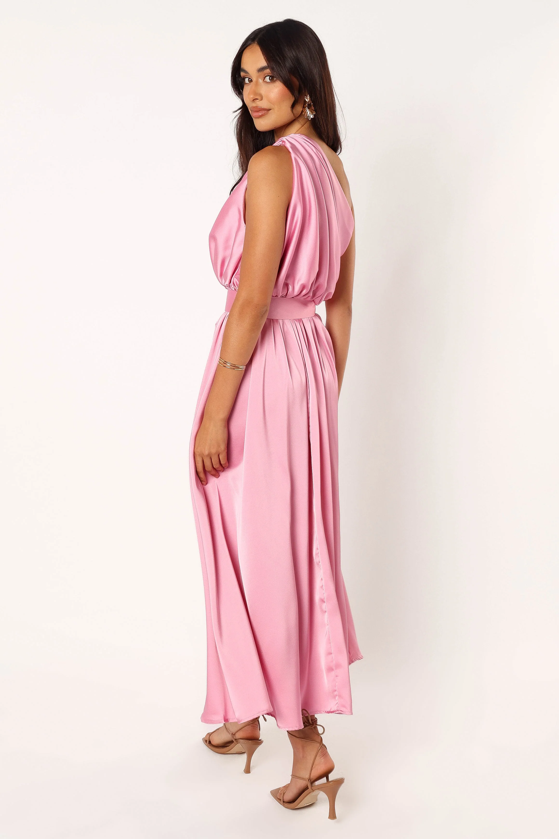 Laila One Shoulder Midi Dress - Pink