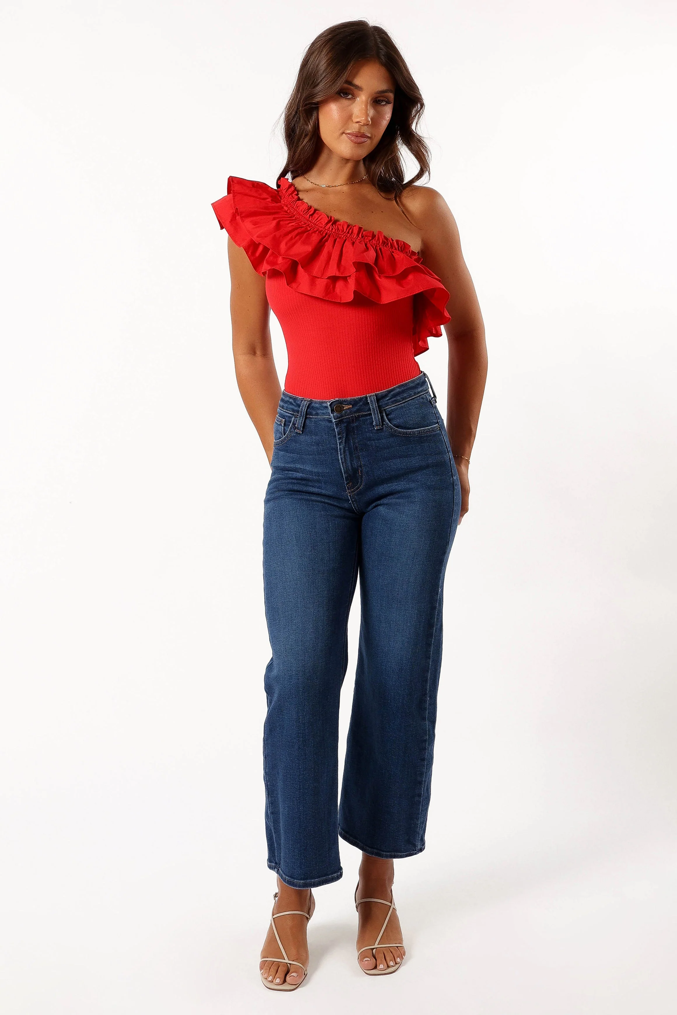 Meena One Shoulder Bodysuit - Red