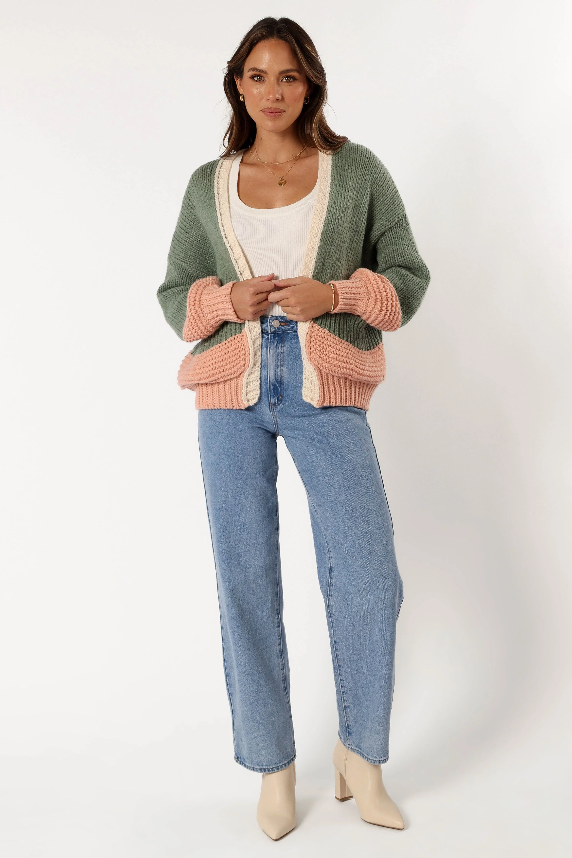 Alma Open Front Cardigan - Green