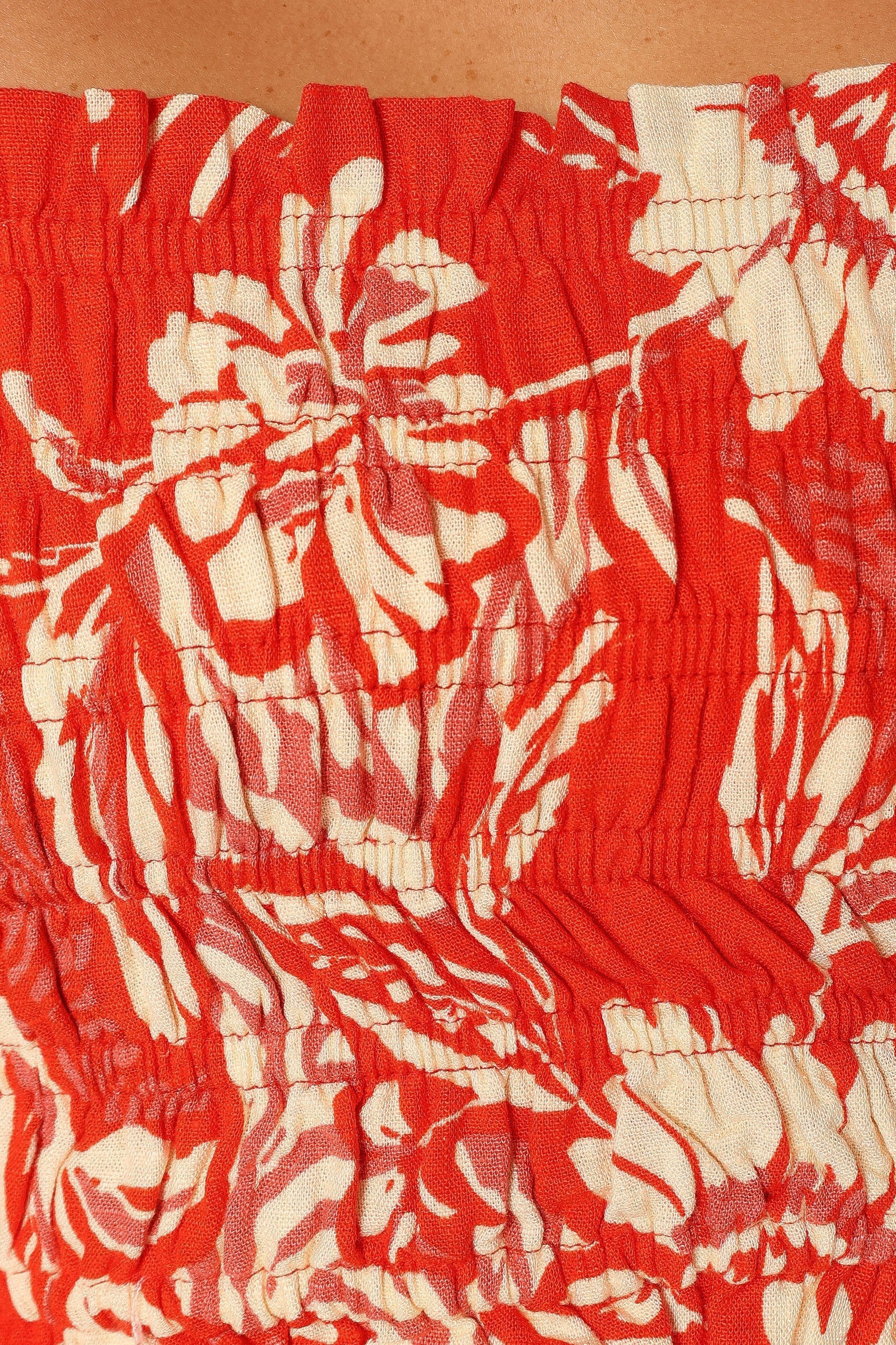 Kessie Shirred Top - Red White