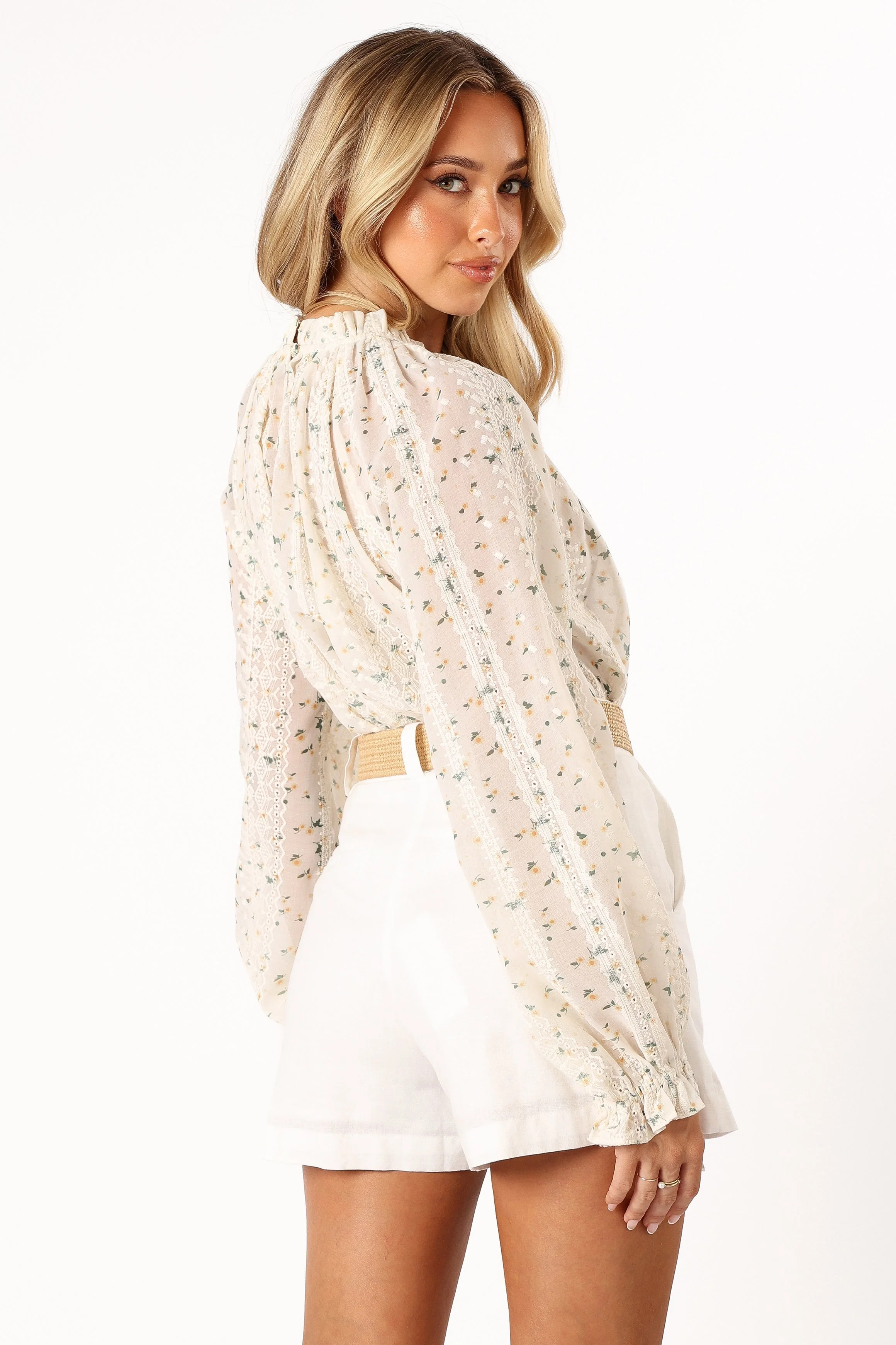 Annie Long Sleeve Top - Yellow Floral