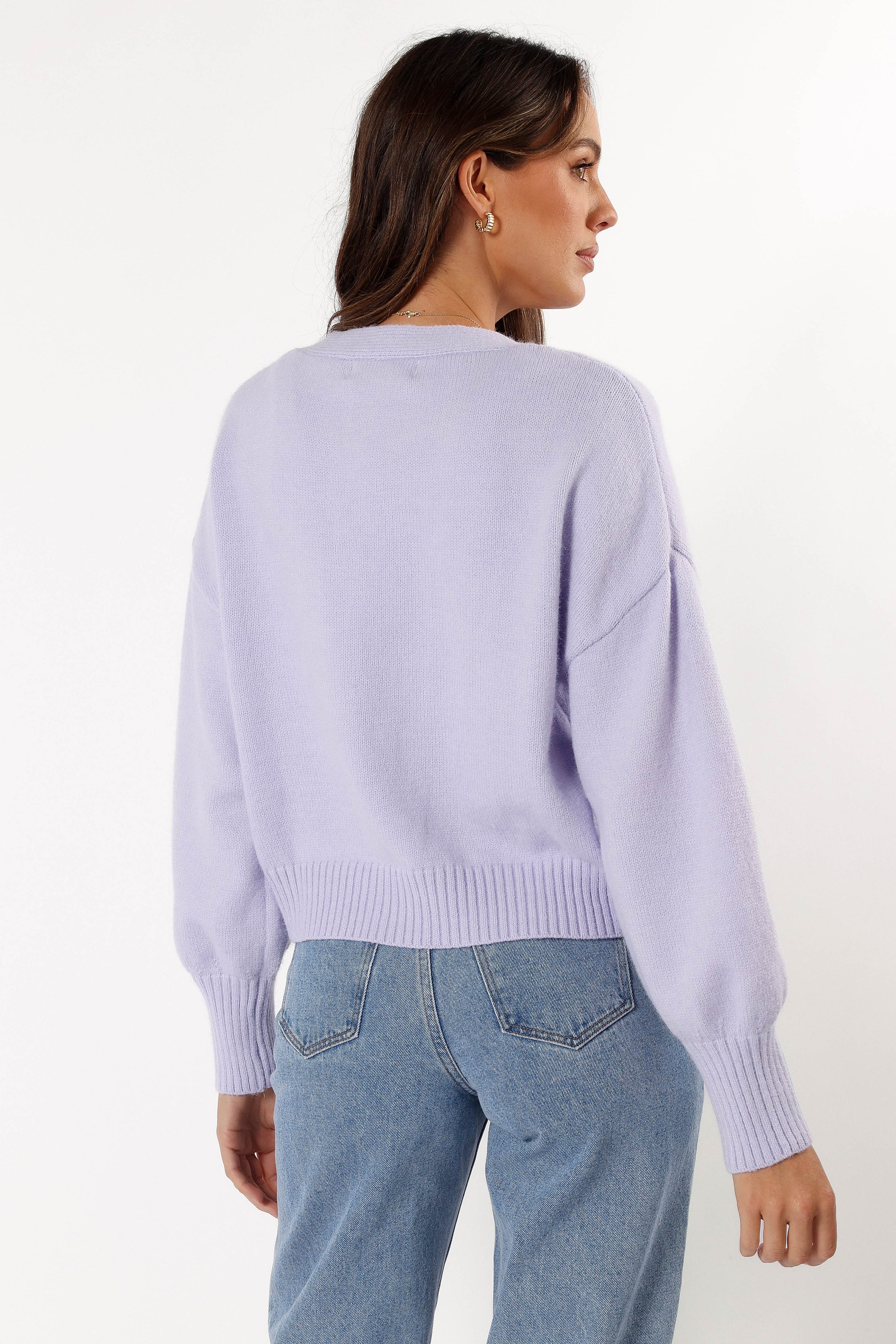 Isabel Button Front Cardigan - Lilac