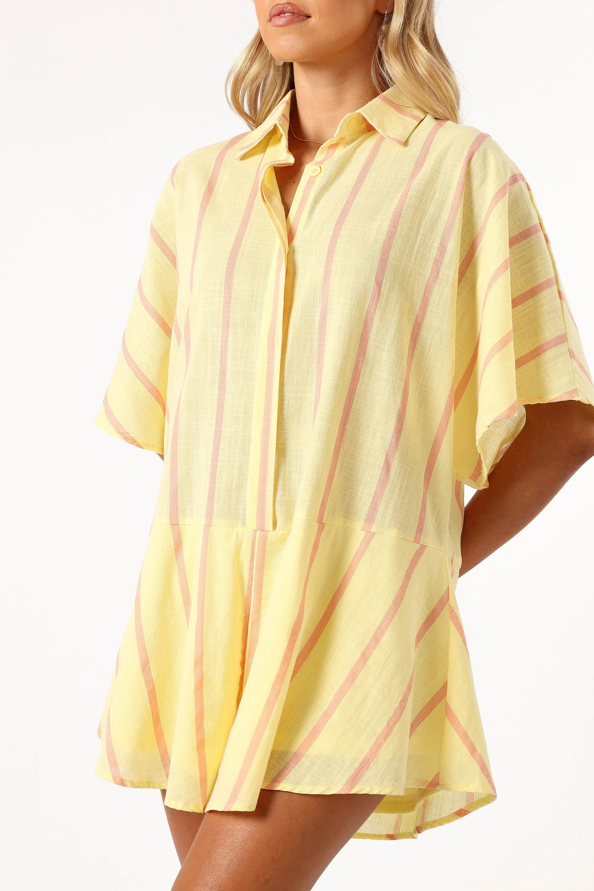 Sebastian Romper - Yellow Pink Stripe