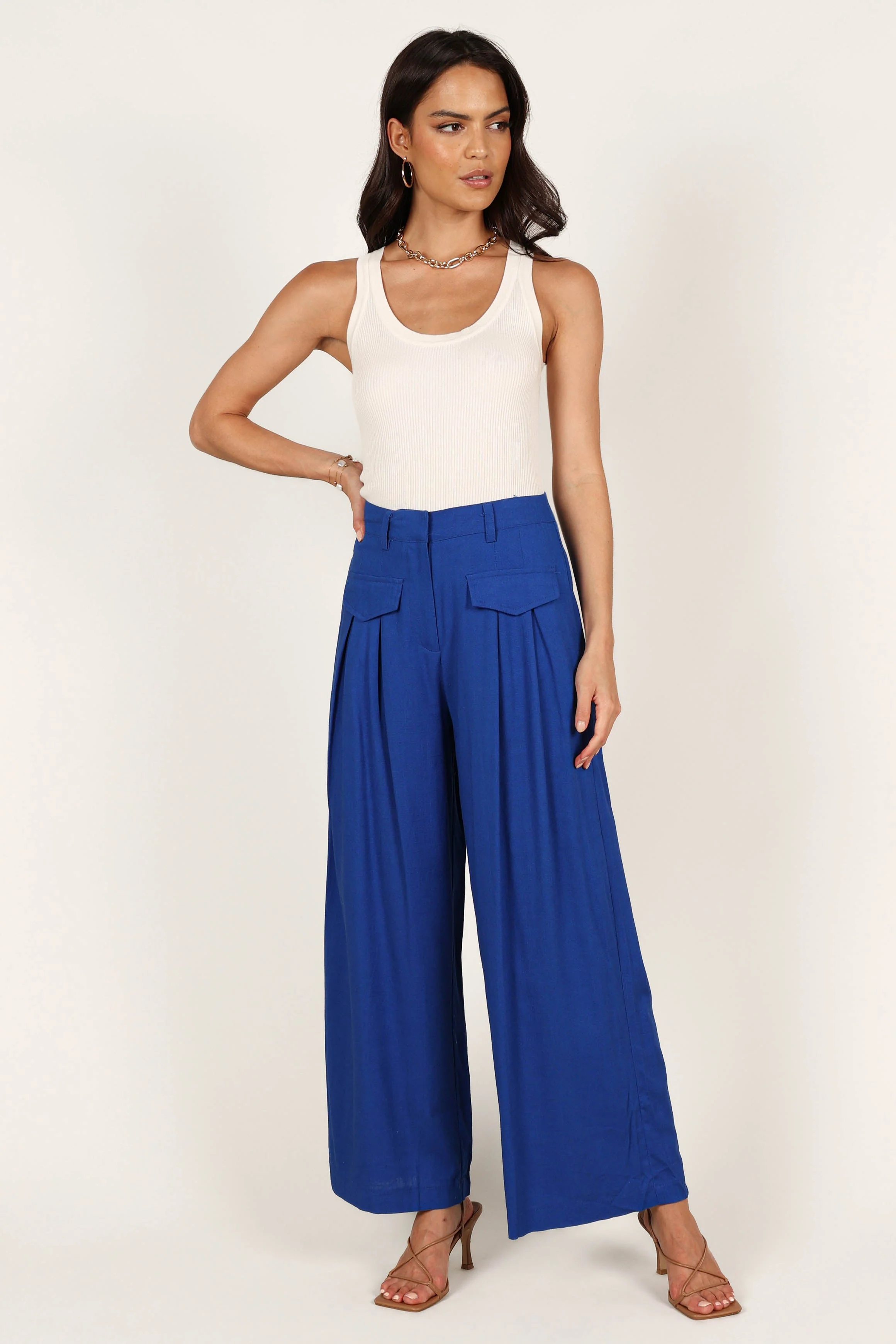 Joanie Wide Leg Pants - Blue