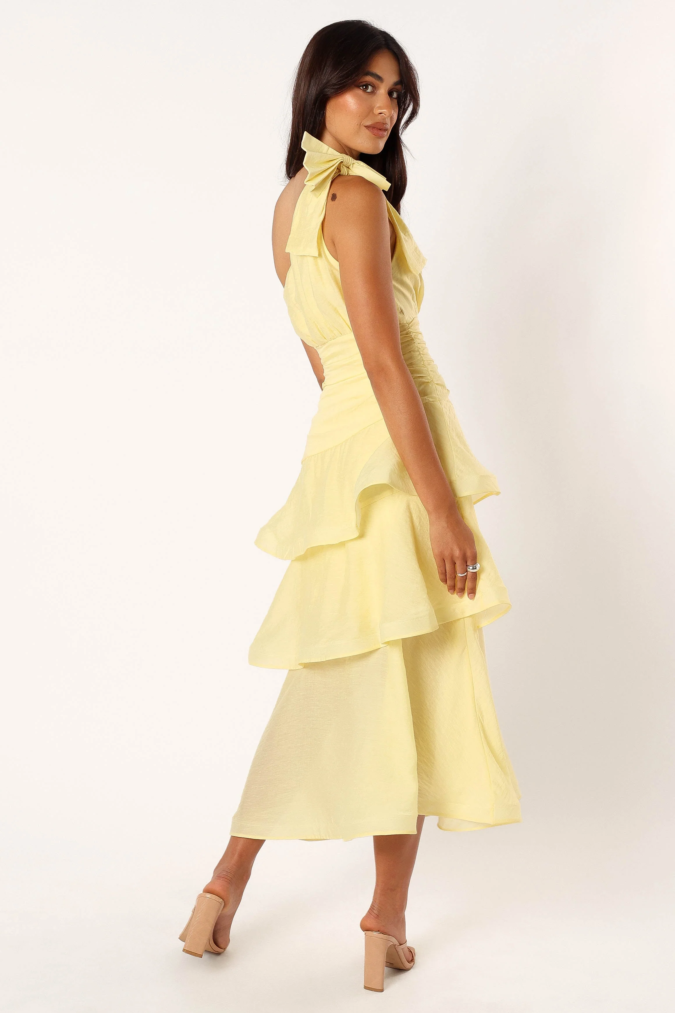 Bryson One Shoulder Midi Dress - Yellow