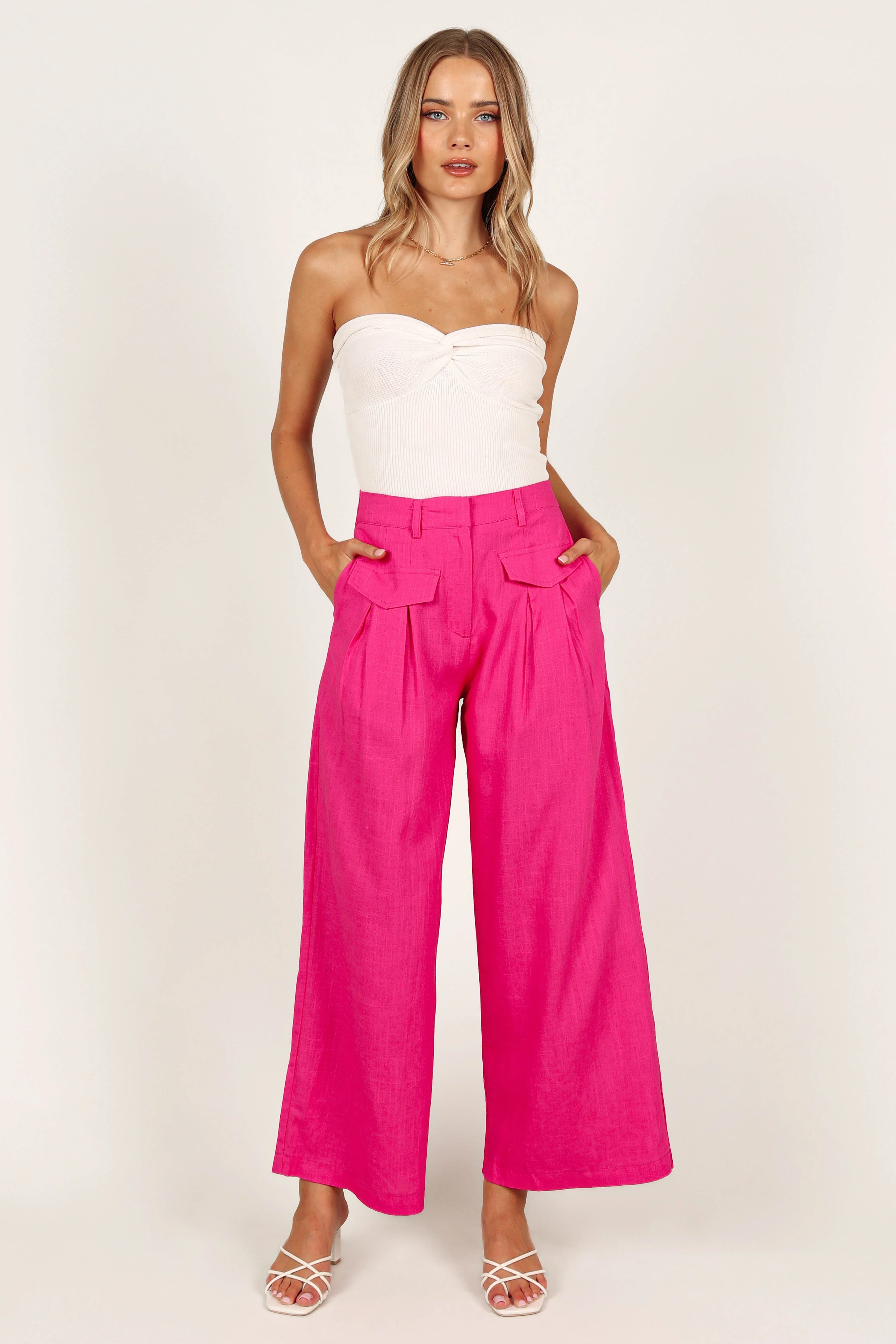 Joanie Wide Leg Pants - Hot Pink