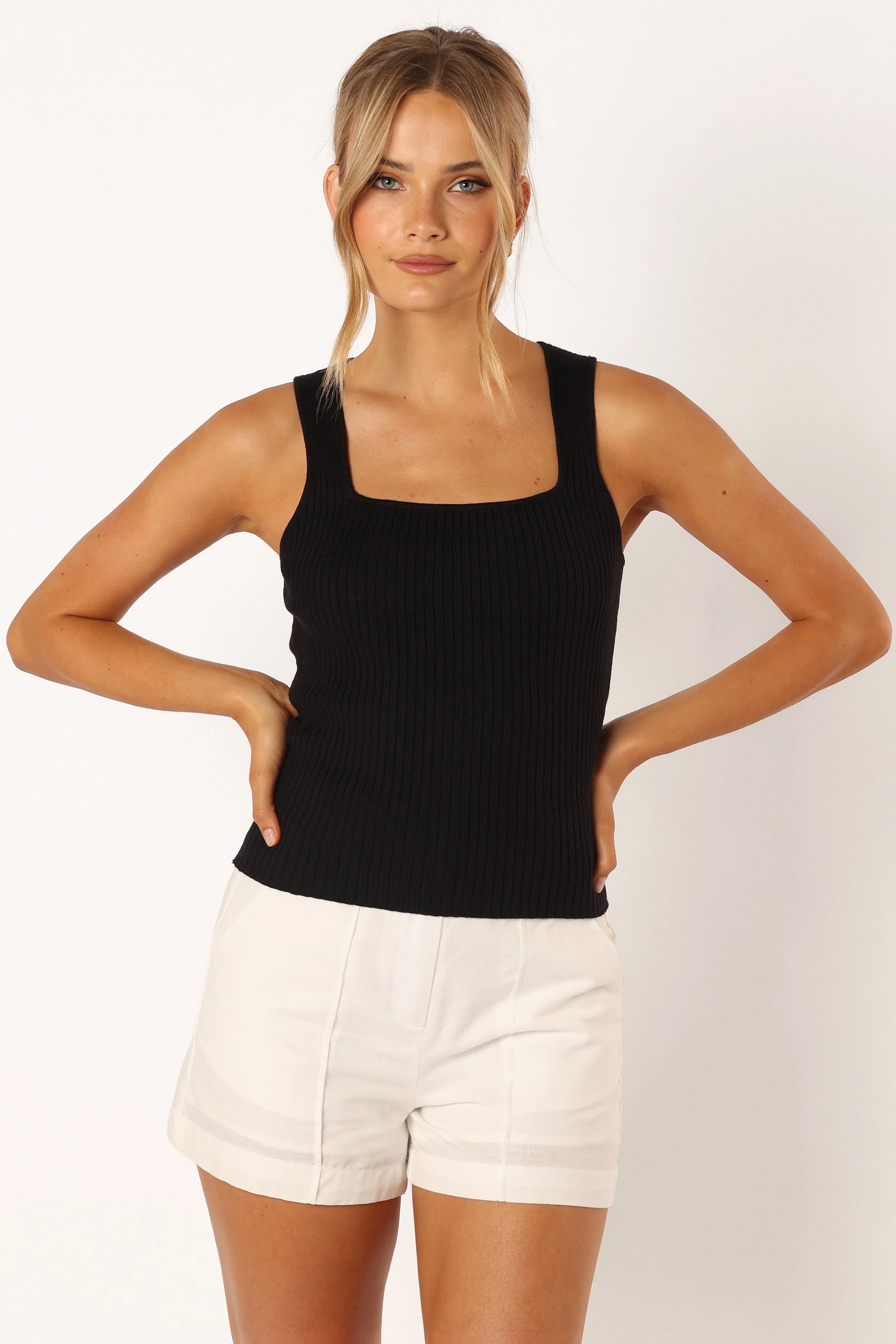 Yara Rib Knit Top - Black
