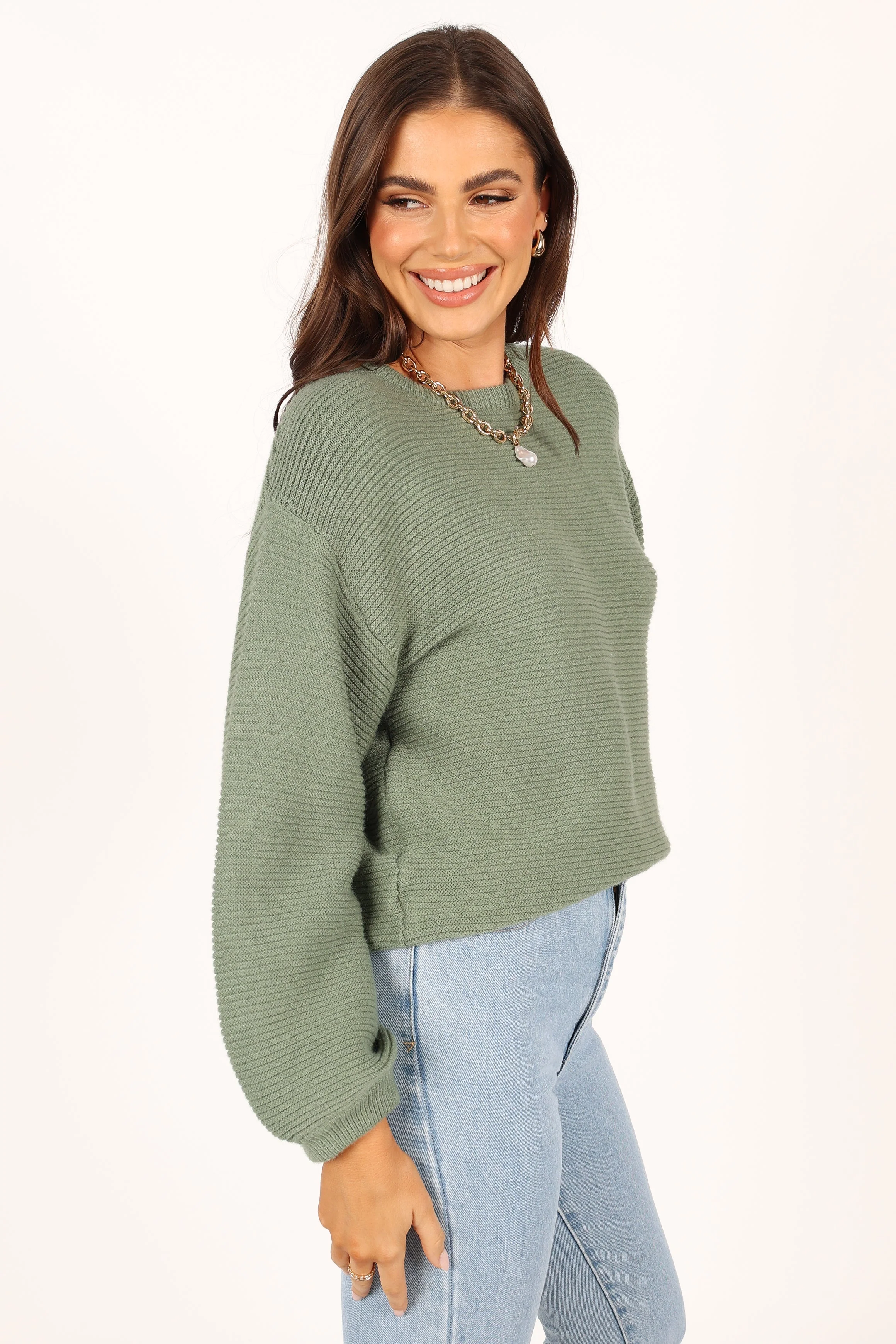 Lakelyn Textured Knit Sweater - Khaki