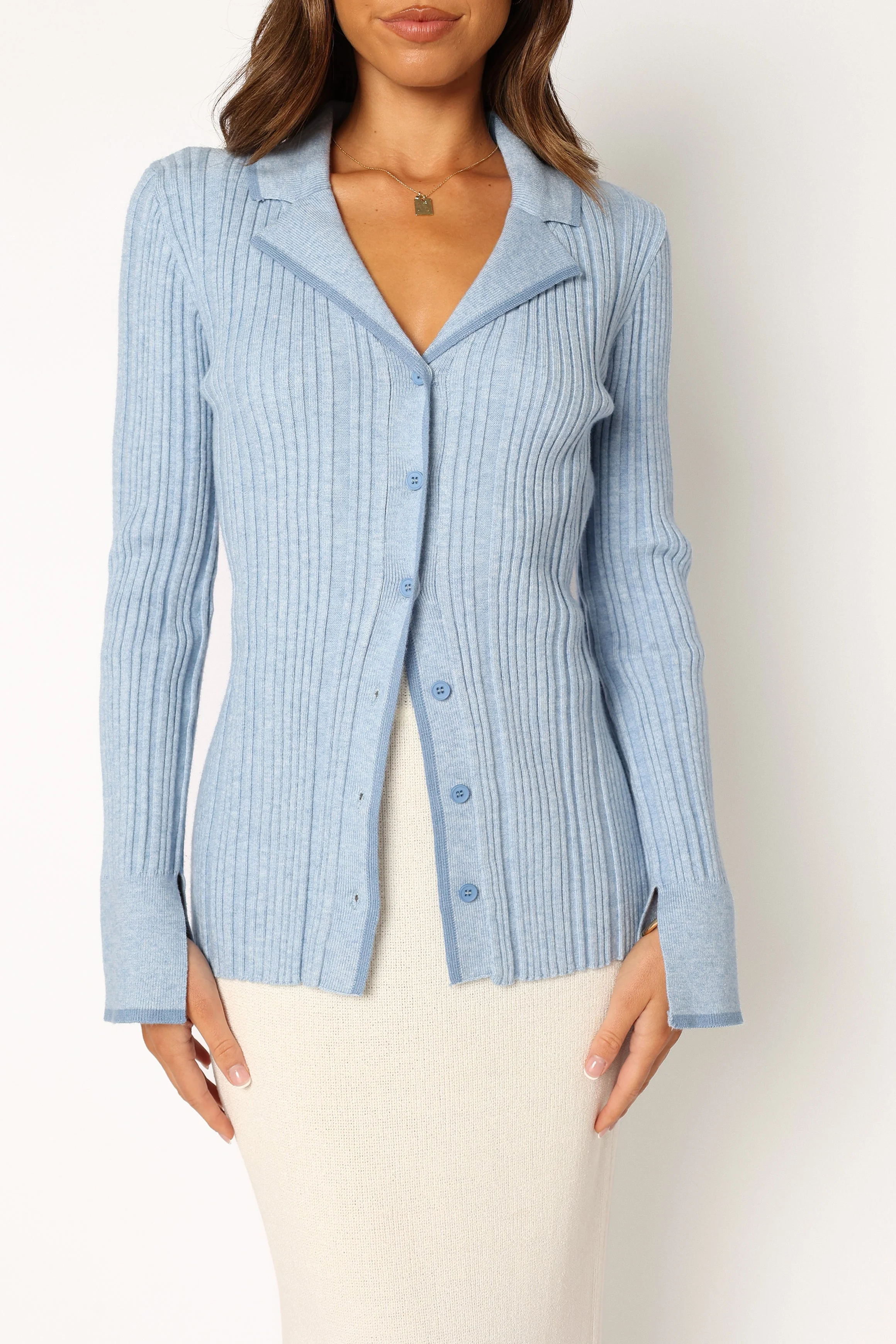 Florence Long Sleeve Knit Top - Blue